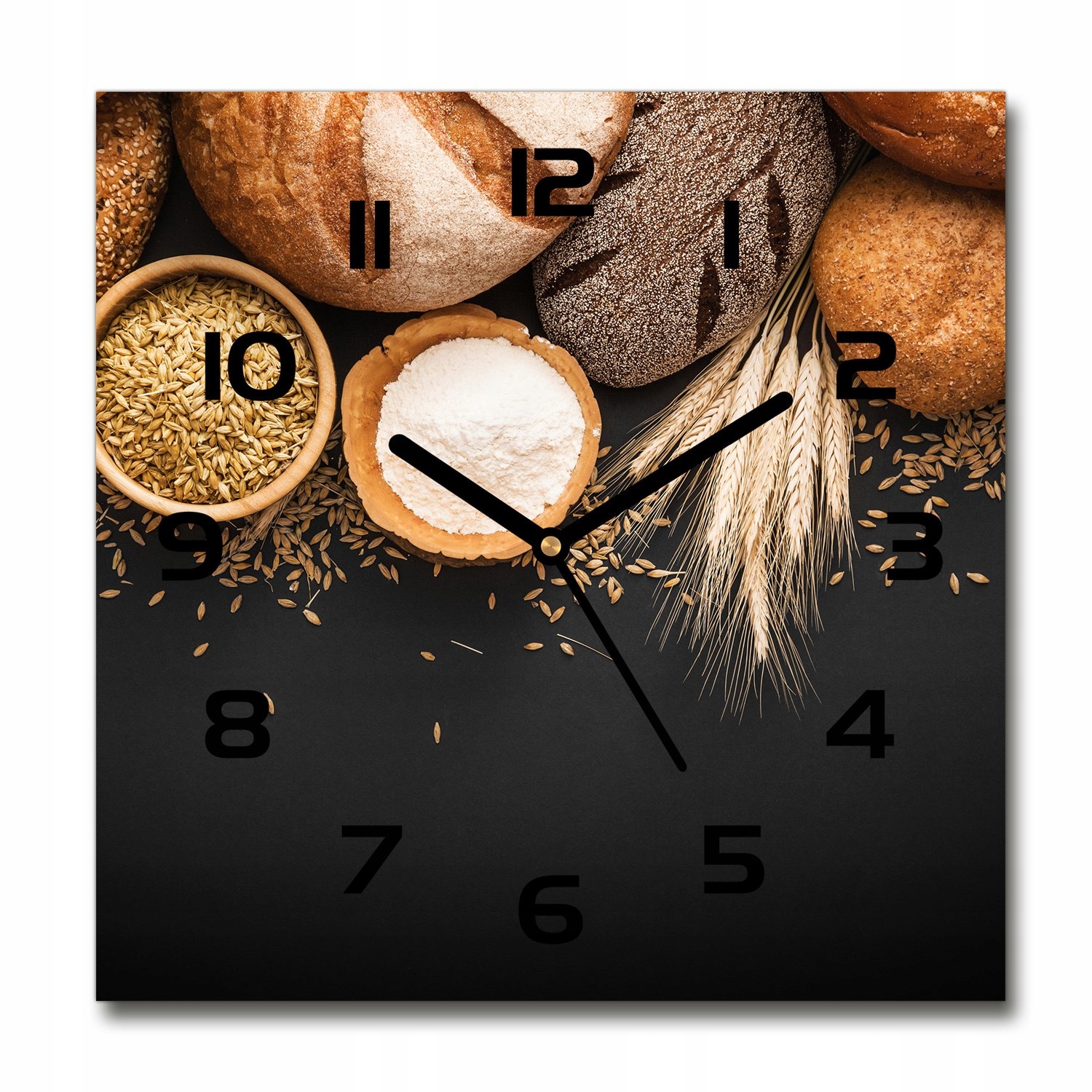 

Zegar szklany kwadratowy Pieczywo i pszenica 30x30