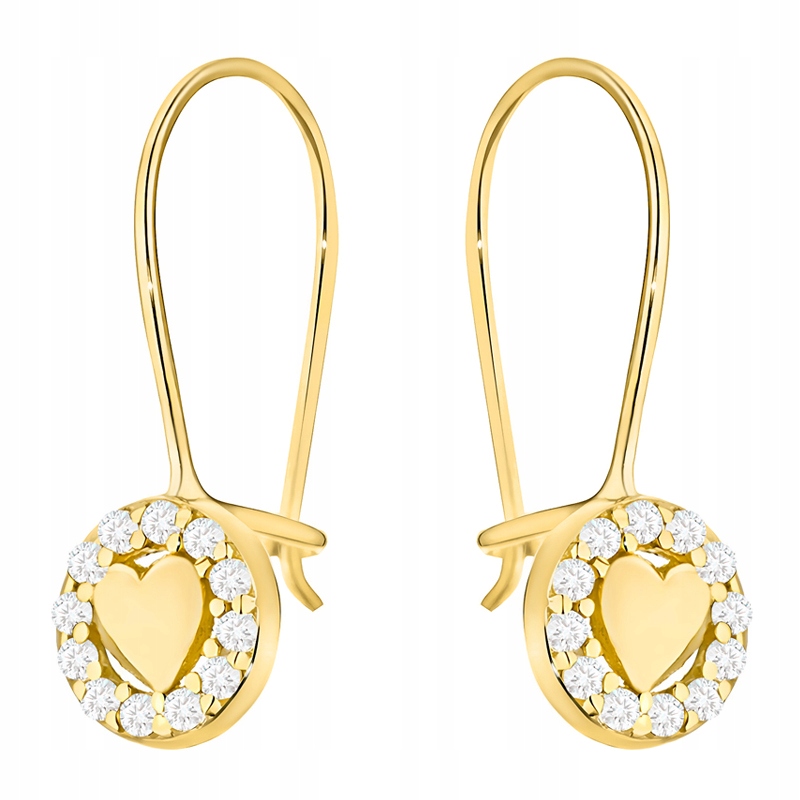 Zlaté Náušnice Dětské pr. 585 Srdce se Zirkony 14k