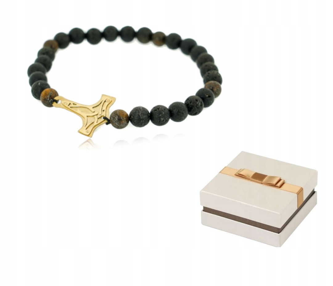 Zlato 585 Zlatý náramek Pánské Thorovo kladivo Mjolnir 14 karátů BZ75