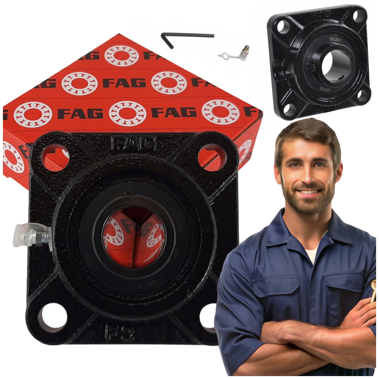 Litinové Samonastavitelné Ložisko Černé Fag UCF209-J7 45x137mm Čtverec