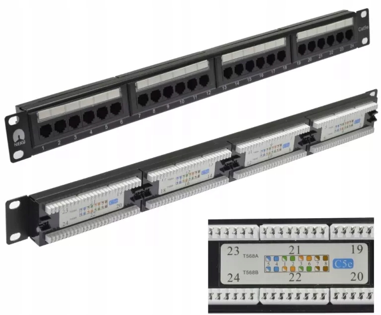 Neku Patch Panel Patchpanel Rack 19'' 5E 24P Utp