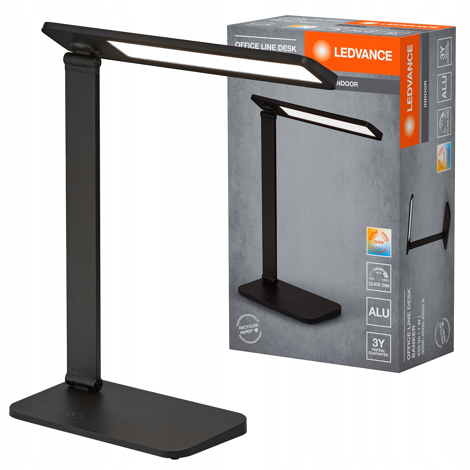 Stolová Led stolová lampa 7W 418lm Cct stmievateľná čierna Office Line