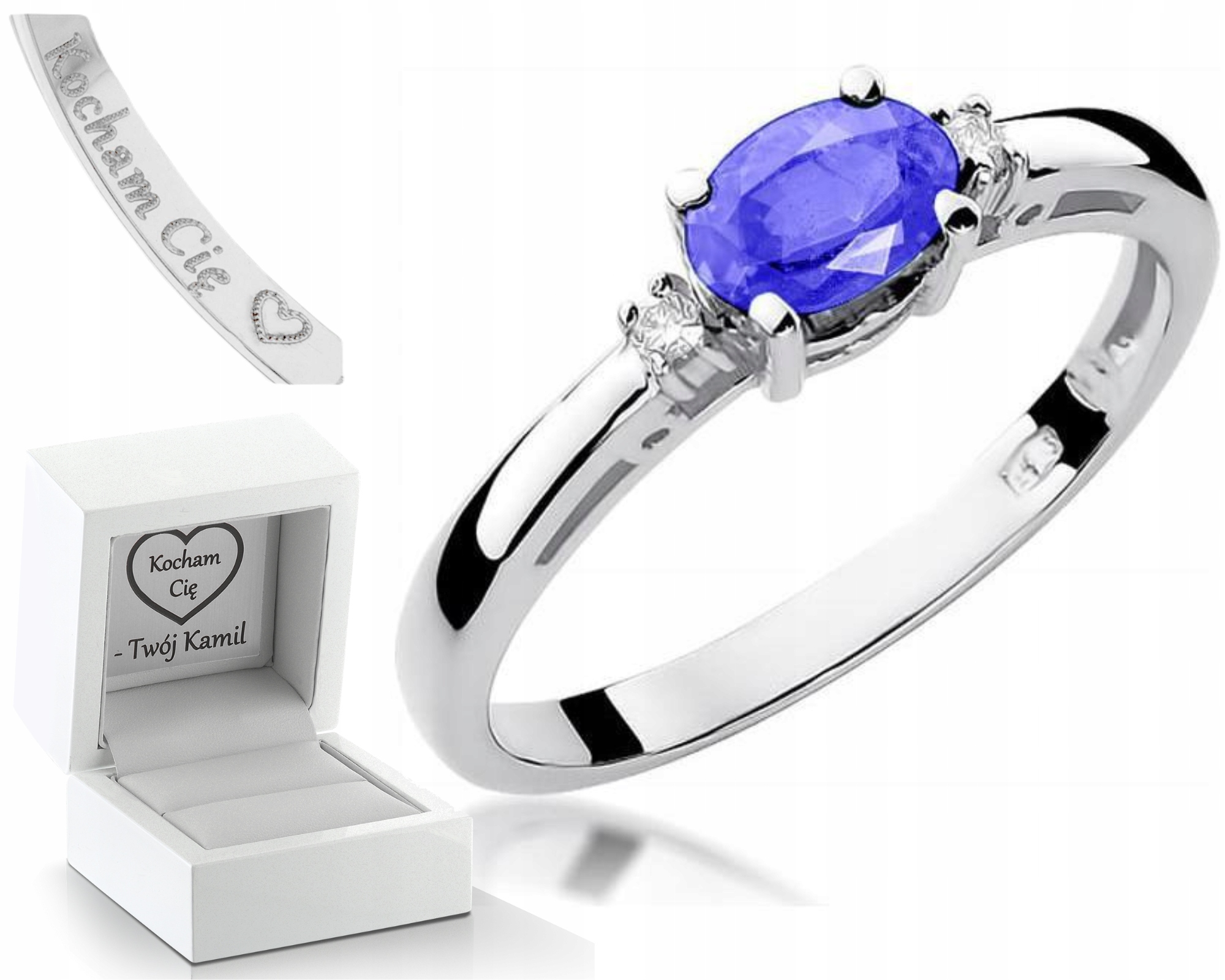 Bílý Zlatý Prstýnek S Tanzanitem A Brilianty