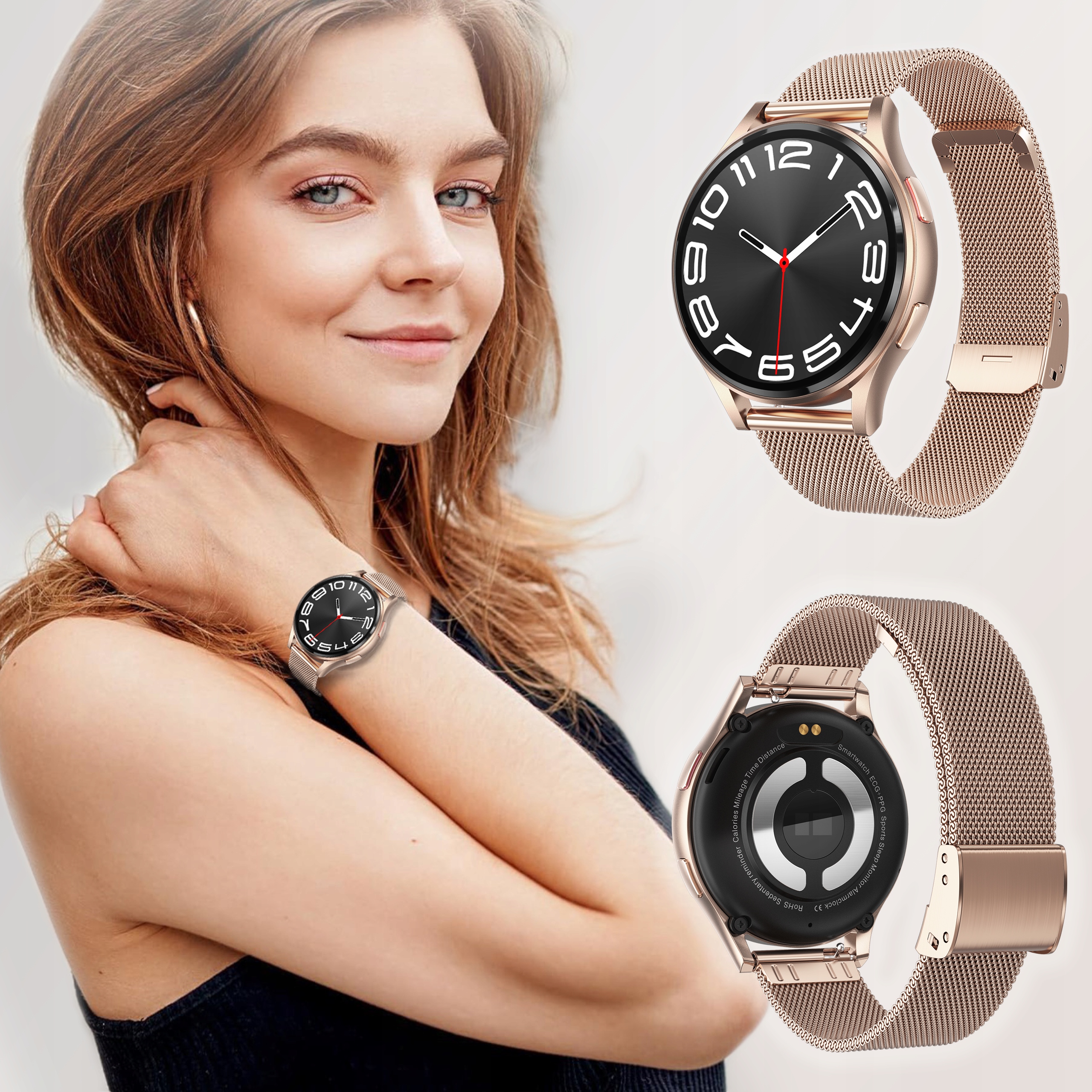 SMARTWATCH DAMSKI AMOLED KARDIOWATCH POMIAR EKG HRV CIŚNIENIE ROZMOWY SMS Marka Proventus