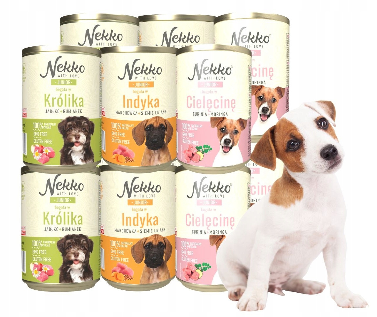 Nekko vlhké krmivo pro psy Junior MIX Chutí 12x400g Přírodní složení