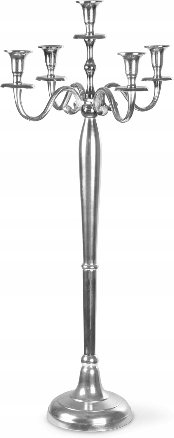 5-RAMENNÝ Svícen 80 CM Stříbrný Gräfenstayn Kandelábr Hliník XL