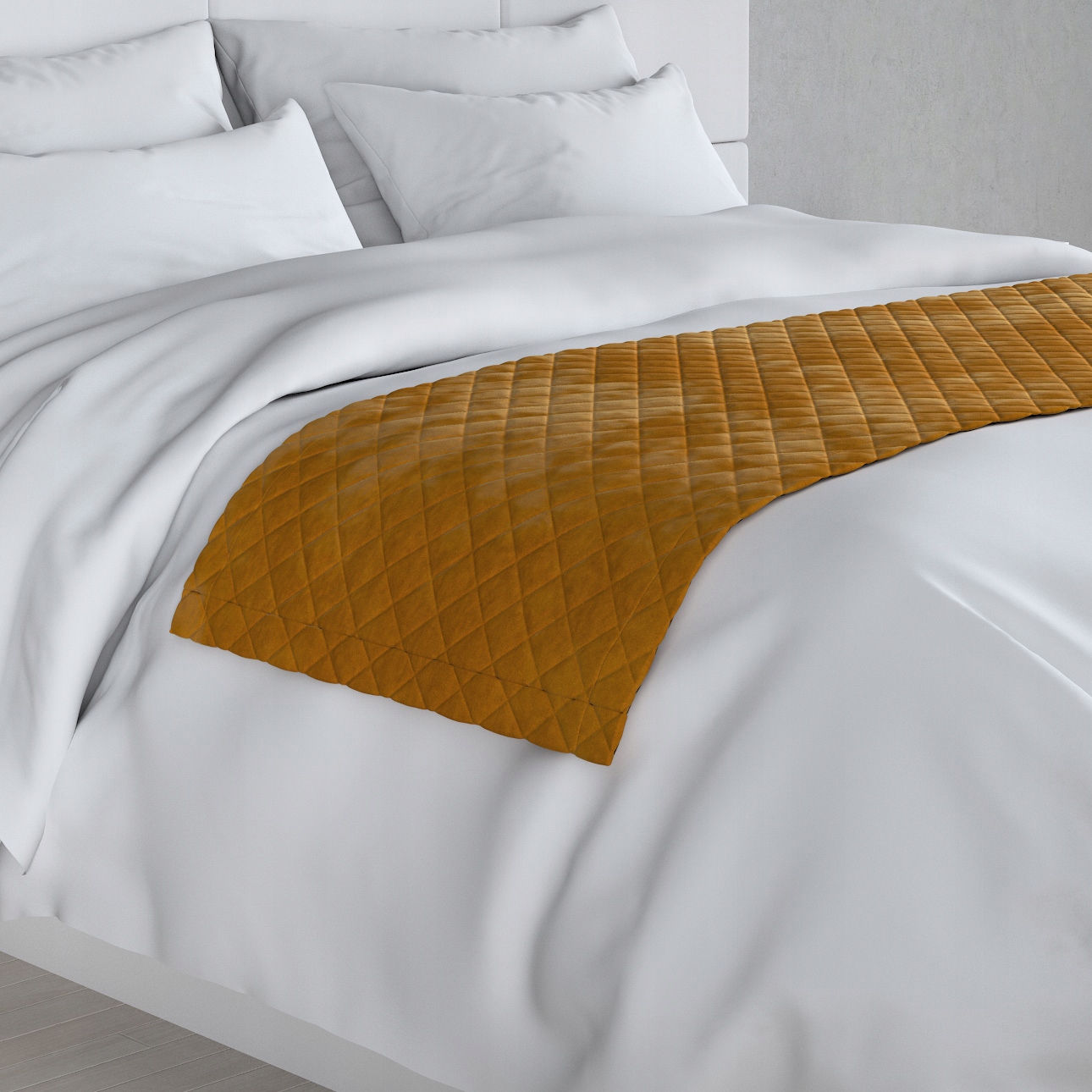 Dekoria Hotelová přehozová deka Velvet 60x200 cm, odstíny žluté