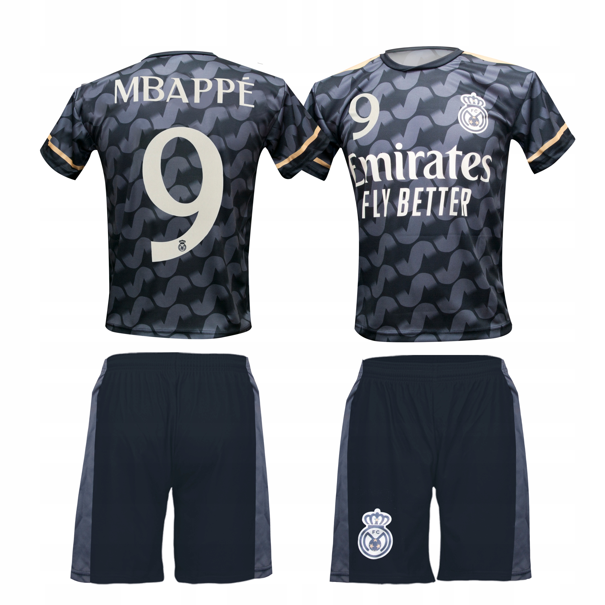 Strój Piłkarski KOMPLET CZARNY MBAPPE REAL r. 160cm - S