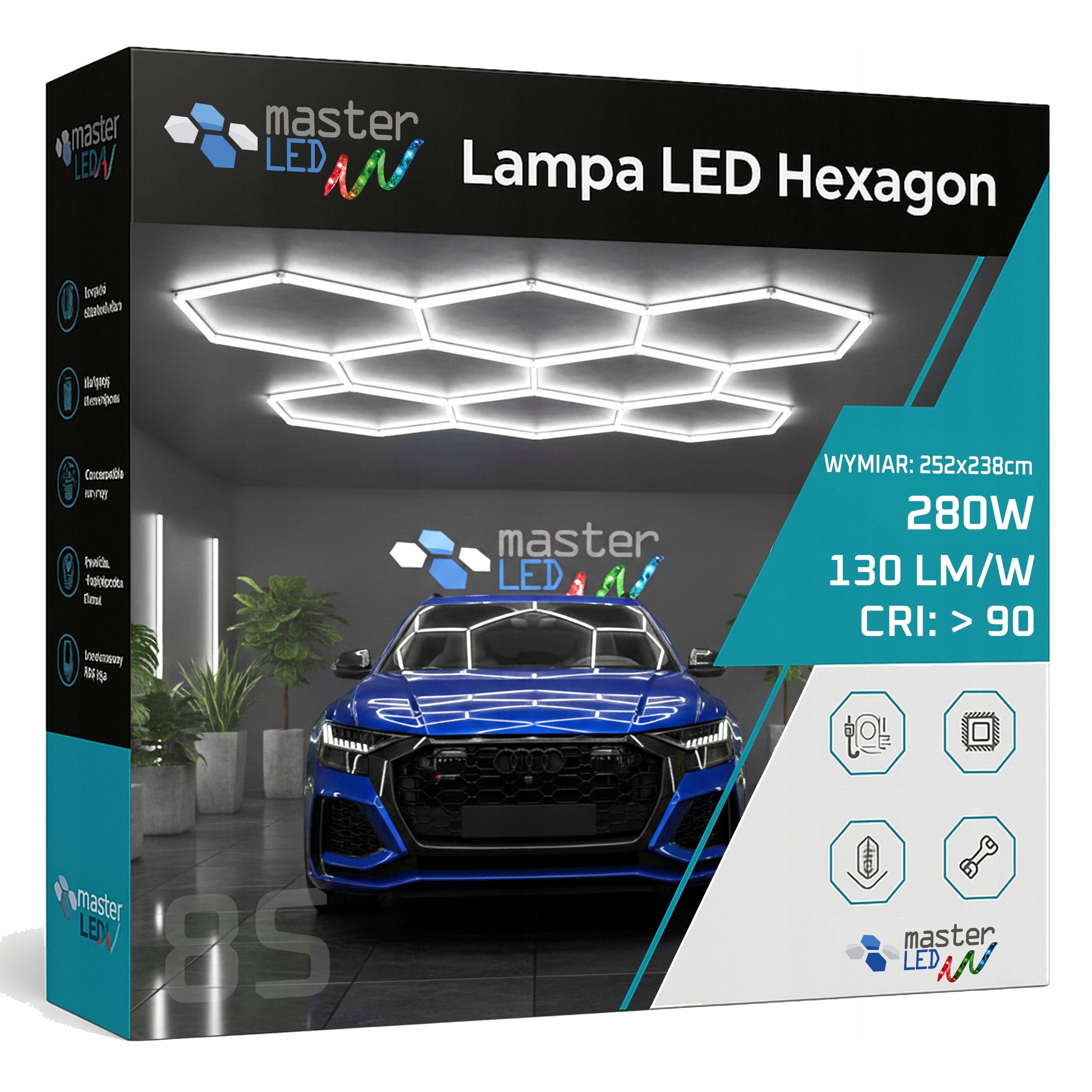 Led Lampa Hexagón Stropný Panel Osvetlenie do Garáže Dielne 252x238 cm
