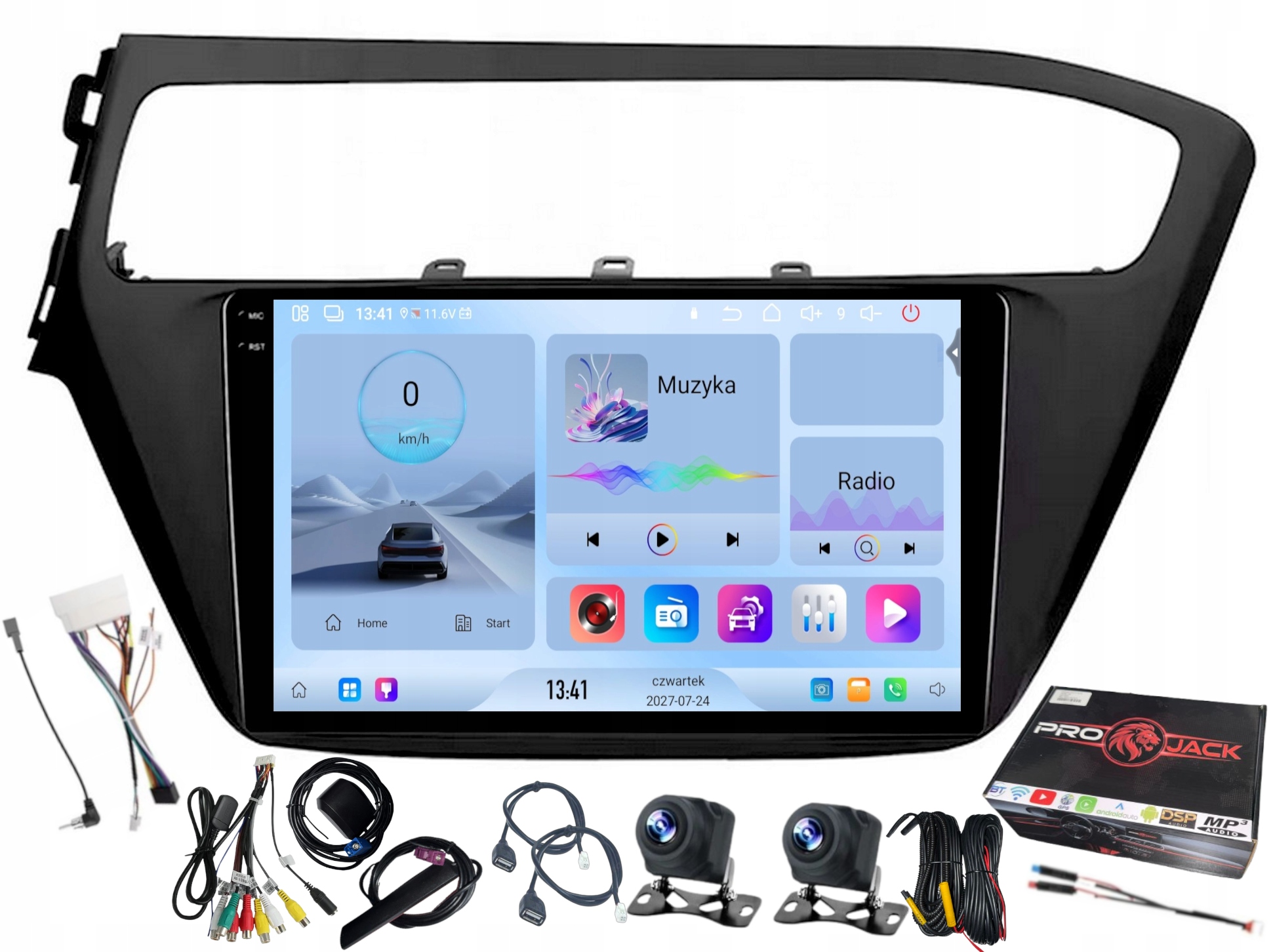 Navigační Rádio Carplay Android Hyundai I20 2018-2020 Usb Bt 4GB 64GB Sim