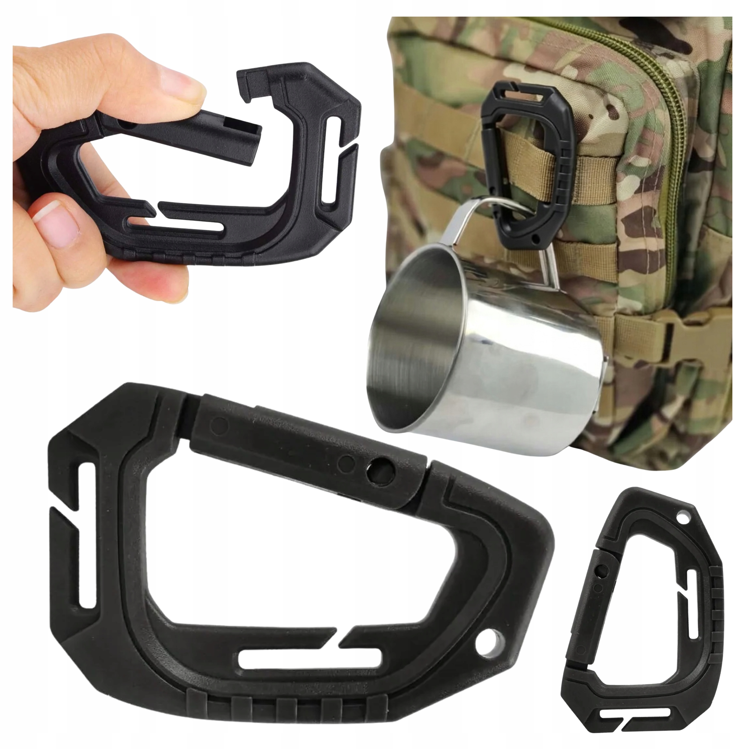 KARABIŃCZYK TAKTYCZNY D TYPE GRIMLOCK KARABINEK BRELOK MOLLE D-RING 9CM