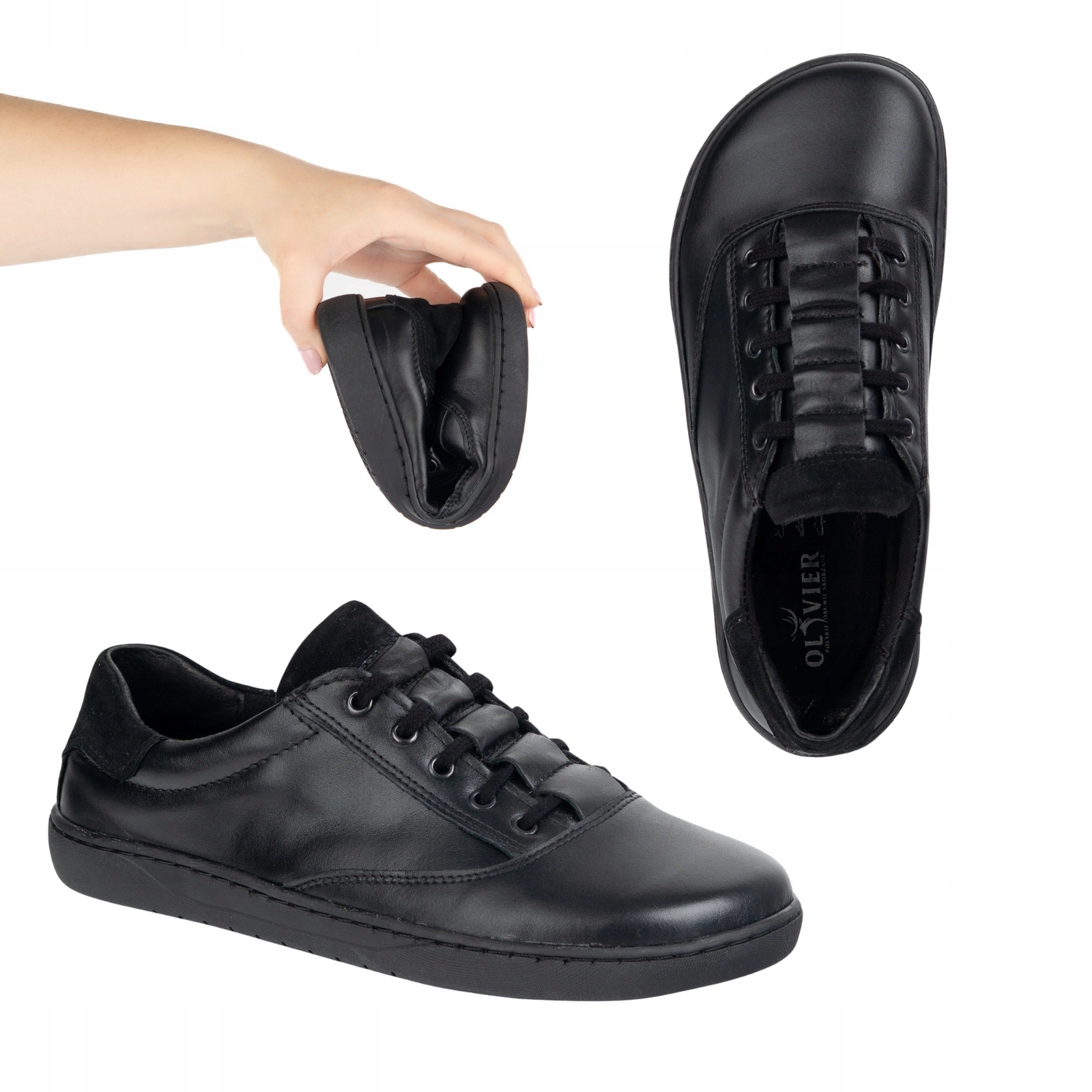 Sneakersy barefoot damskie Maja Olivier buty skórzane czarne 39