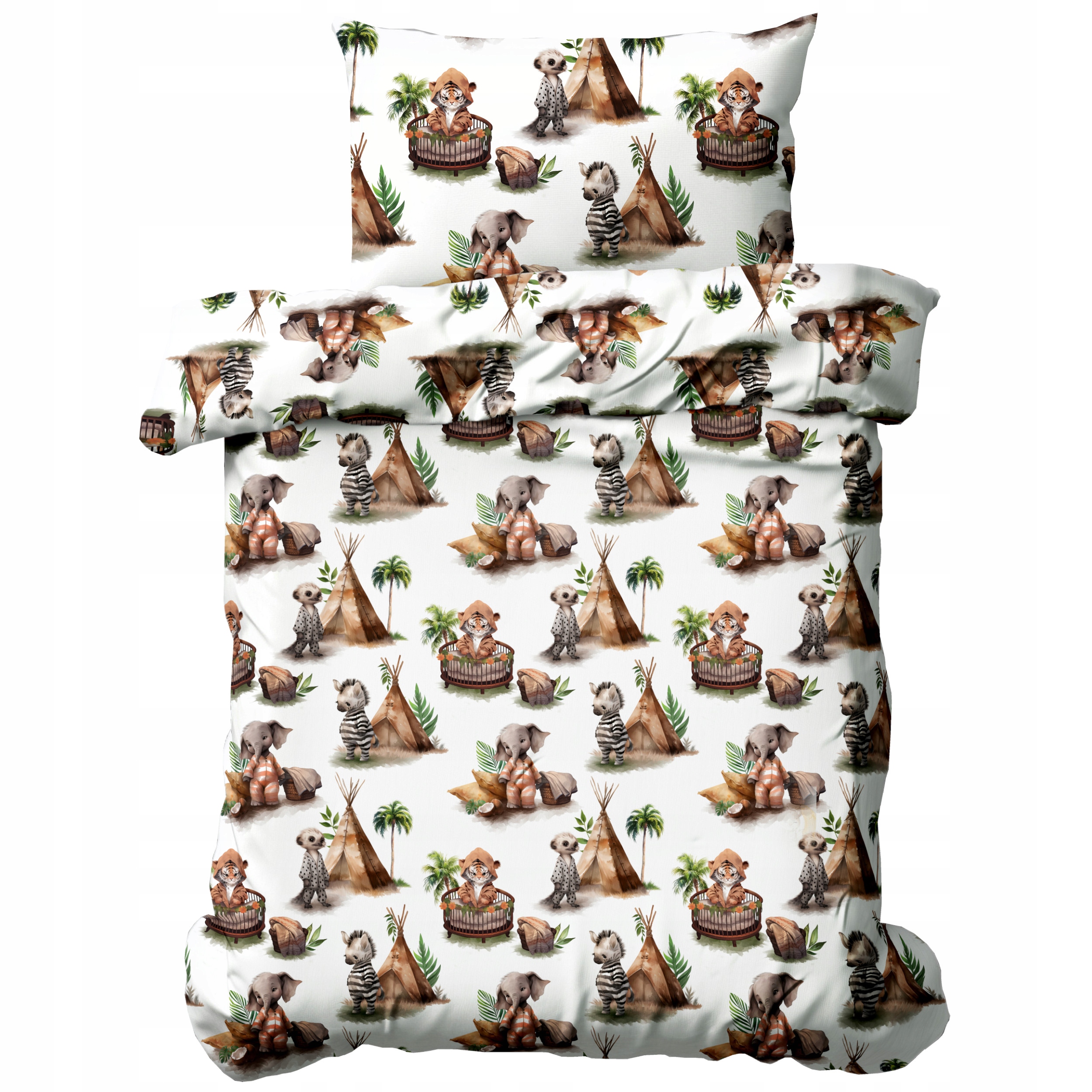 Pościel bawełniana 100x160 50x60 do łóżeczka dziecięcego zwierzątka 104tip