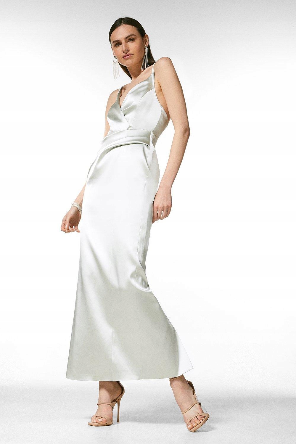 LC12208 Karen Millen Saténové Šaty Maxi Večerní Elegantní (18) XL