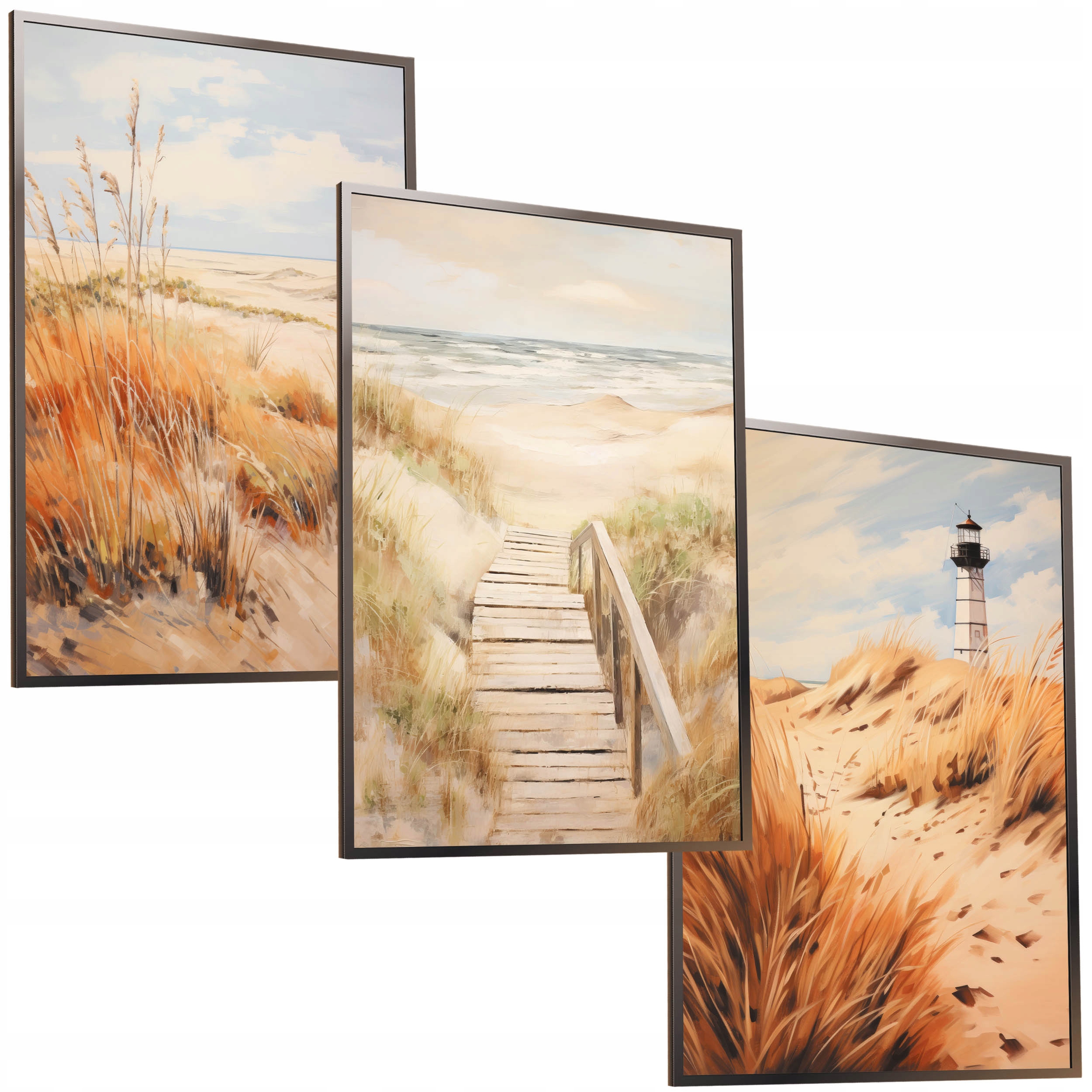 30x40 ZESTAW OBRAZY W RAMIE PLAKATY RAMKA PLAŻA PAMPAS TRAWA BOHO NATURA