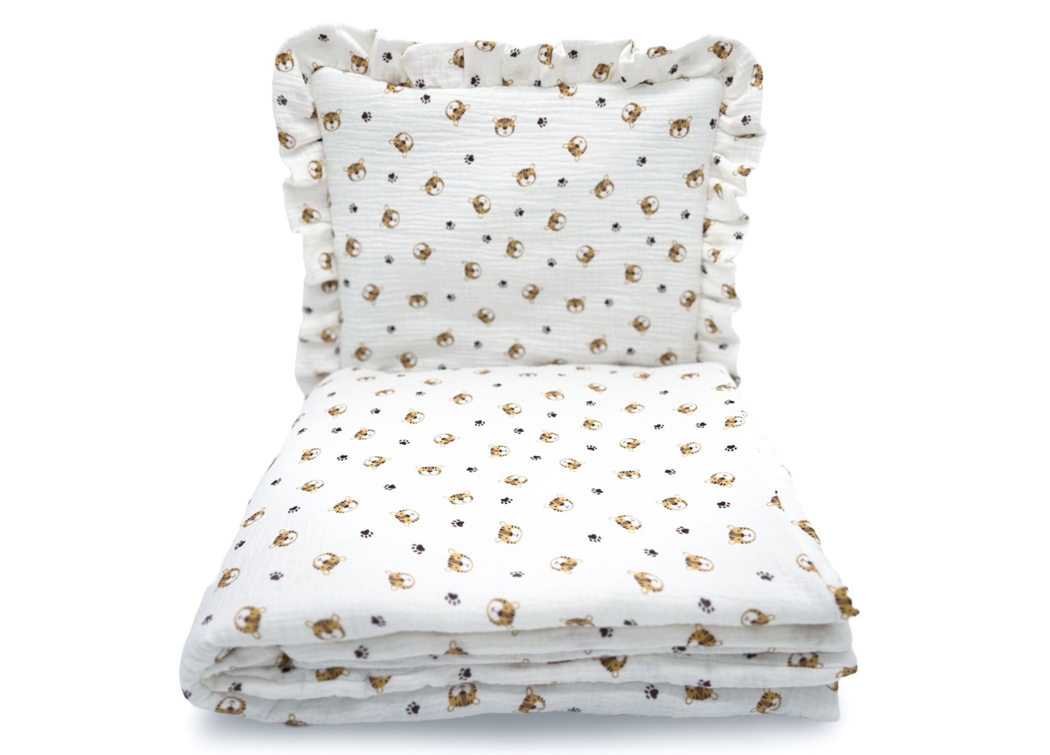 KOMPLET POŚCIEL Z WYPEŁNIENIEM MUŚLINOWA Z FALBANKĄ 100X135 CM 2 ELEMENTY Kolor wielokolorowy