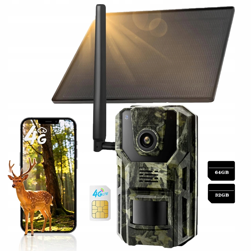 4G Lte Fotopast Solární Kamera Pro Lov V Lesnictví s Sim kartou Pir