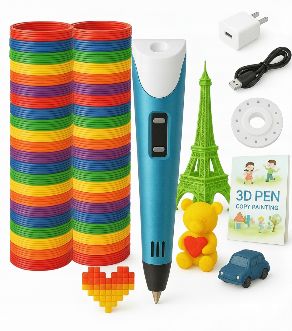 Długopis 3D Drukarka Zestaw XXL Wkłady 210 Metrów Szablony Zasilacz