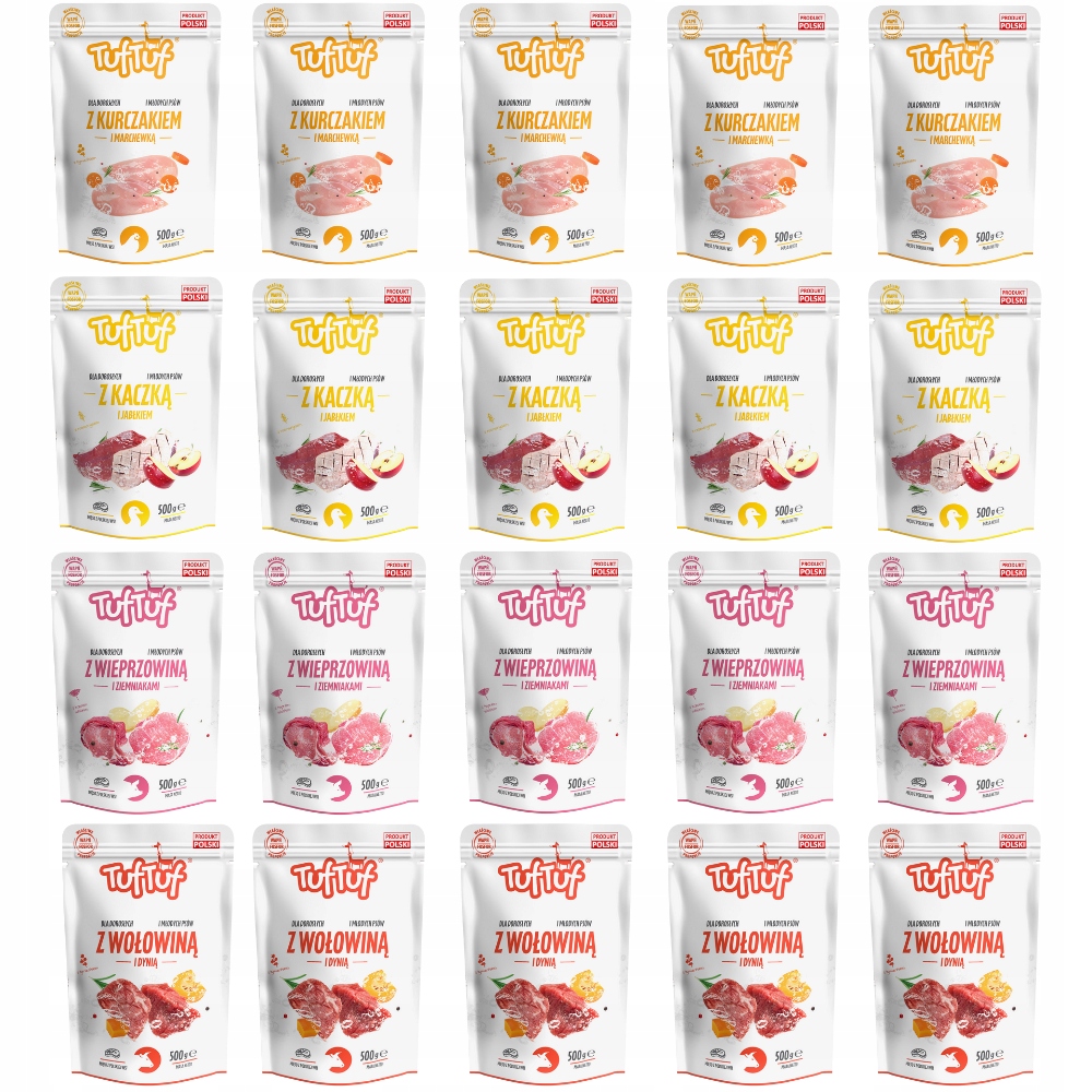 Levně Krmivo Mokré Pro Psa MIX Chutí Tuf Tuf 20x500G Set