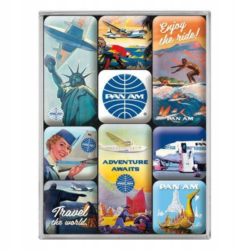 

Zestaw 9 magnesów Pan Am Airways Usa na lodówkę