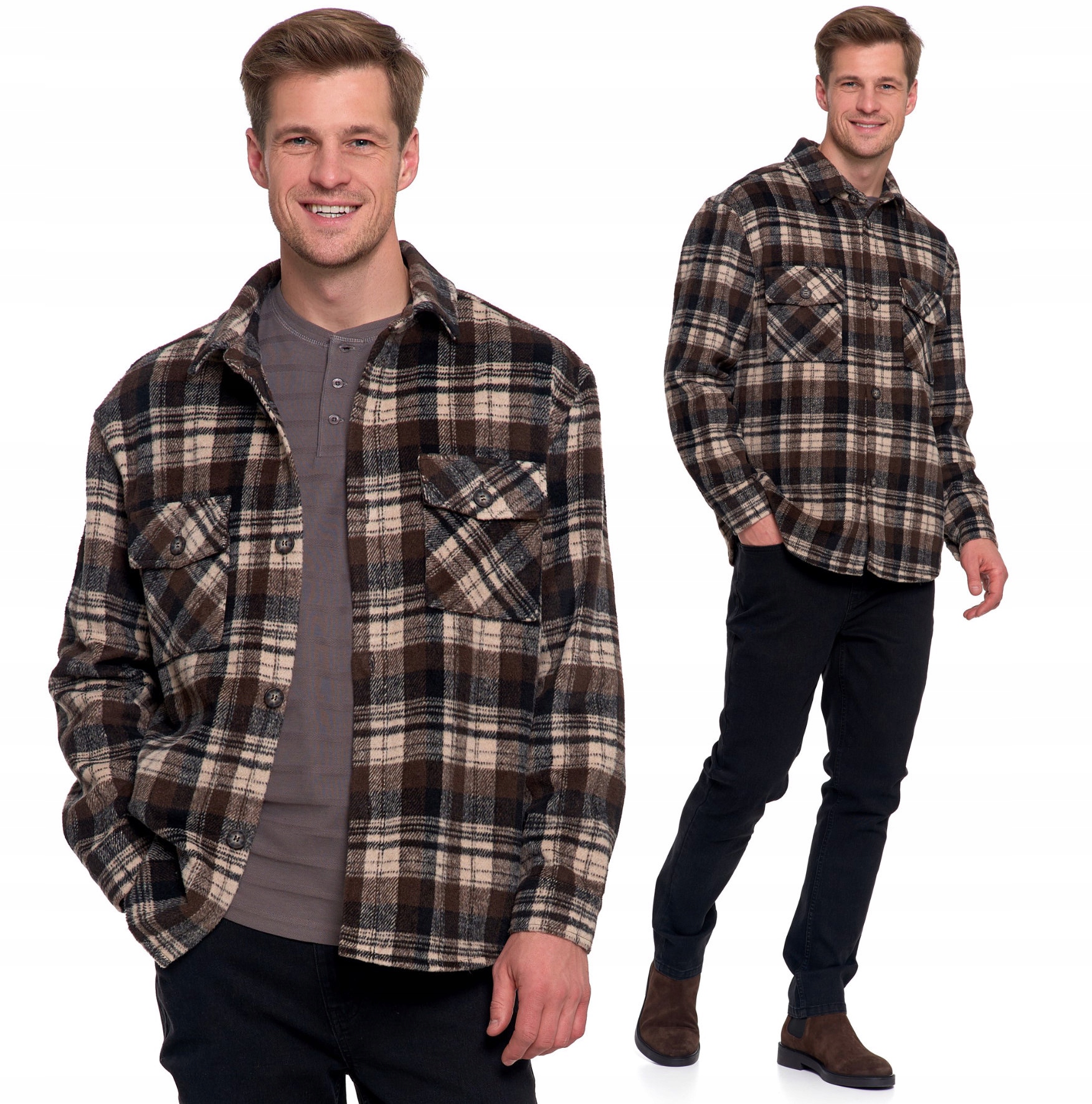 Pánská Kostkovaná Košilová Bunda S Kapsami Moraj, Stylová A Lehká XXL