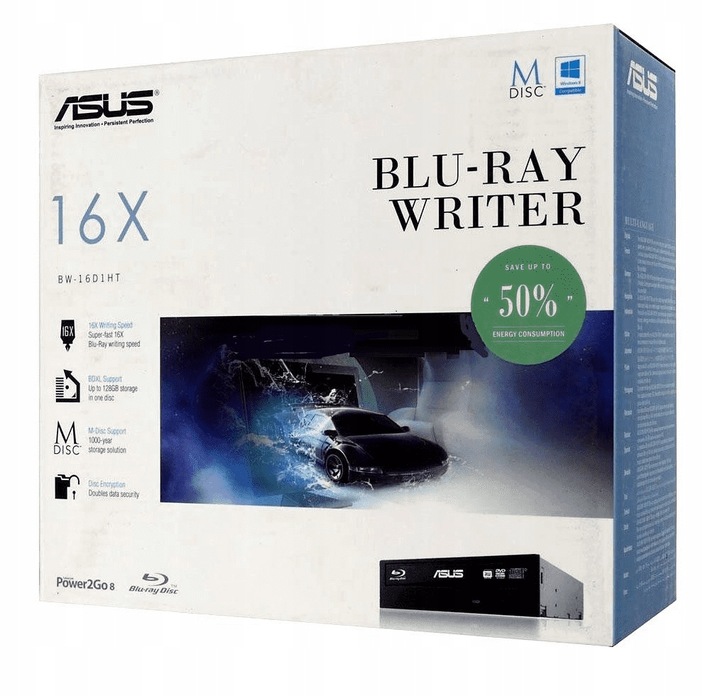 Nagrywarka Blu-ray Asus BW-16D1HT 16X Box Programy wersja Box