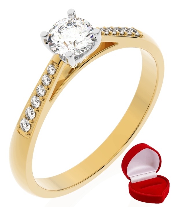 Zlatý Prstýnek 585 14k Diamant Brylant 0,30 ct R7