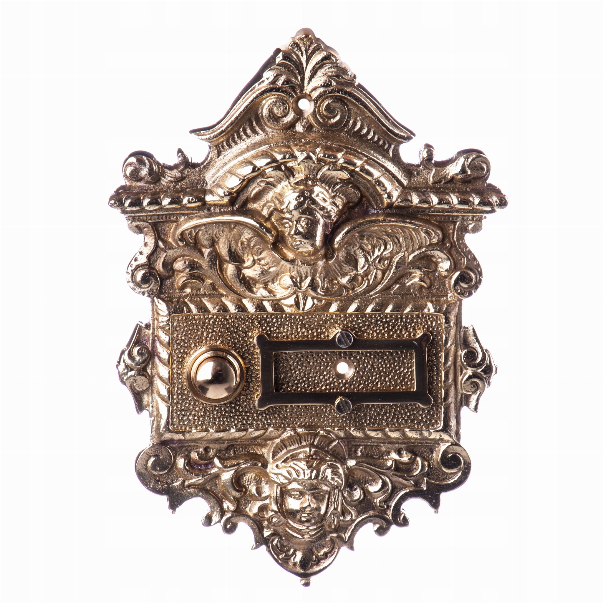 Brązowy Dzwonek Mosiężny Zdobiony Patynowany Retro