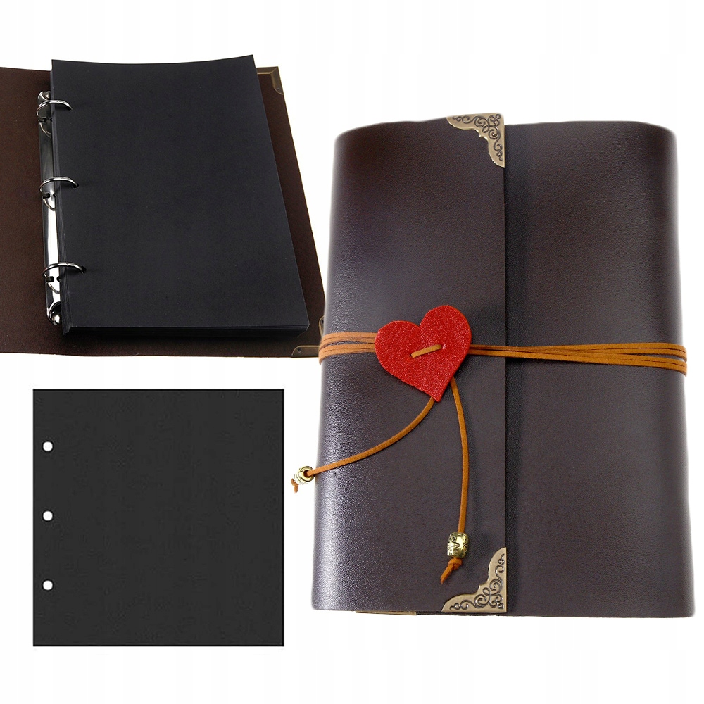 ALBUM FOTOGRAFICZNY DO ZDOBIENIA KREATYWNY ZE SKÓRY SCRAPBOOKING NAKLEJKI
