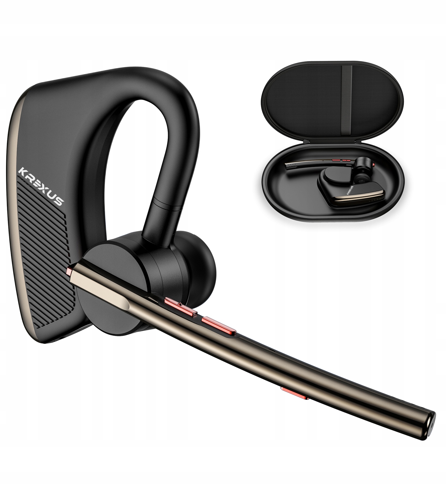 Bezprzewodowy zestaw słuchawkowy Bluetooth 5.2 PRO Dual-Mic HD Audio + Etui