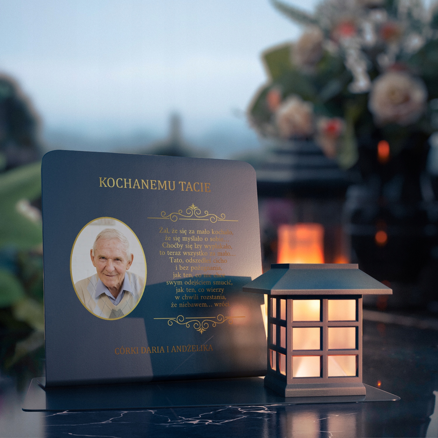 ZNICZ solarny + PODSTAWKA z personalizacją na grób MAMY TATY BABCI DZIADKA Kod producenta BABCI DZIADKA TATY MAMY  RODZICÓW