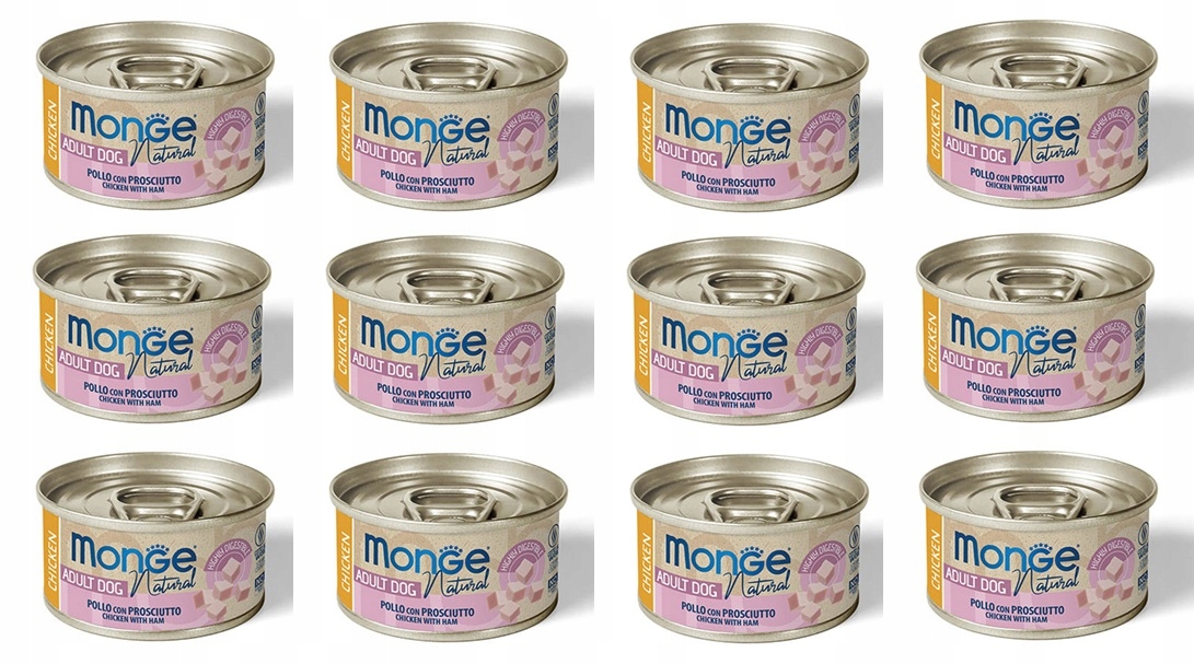 Levně Monge Dog Natural kuřecí maso se šunkou 12 x 95 g