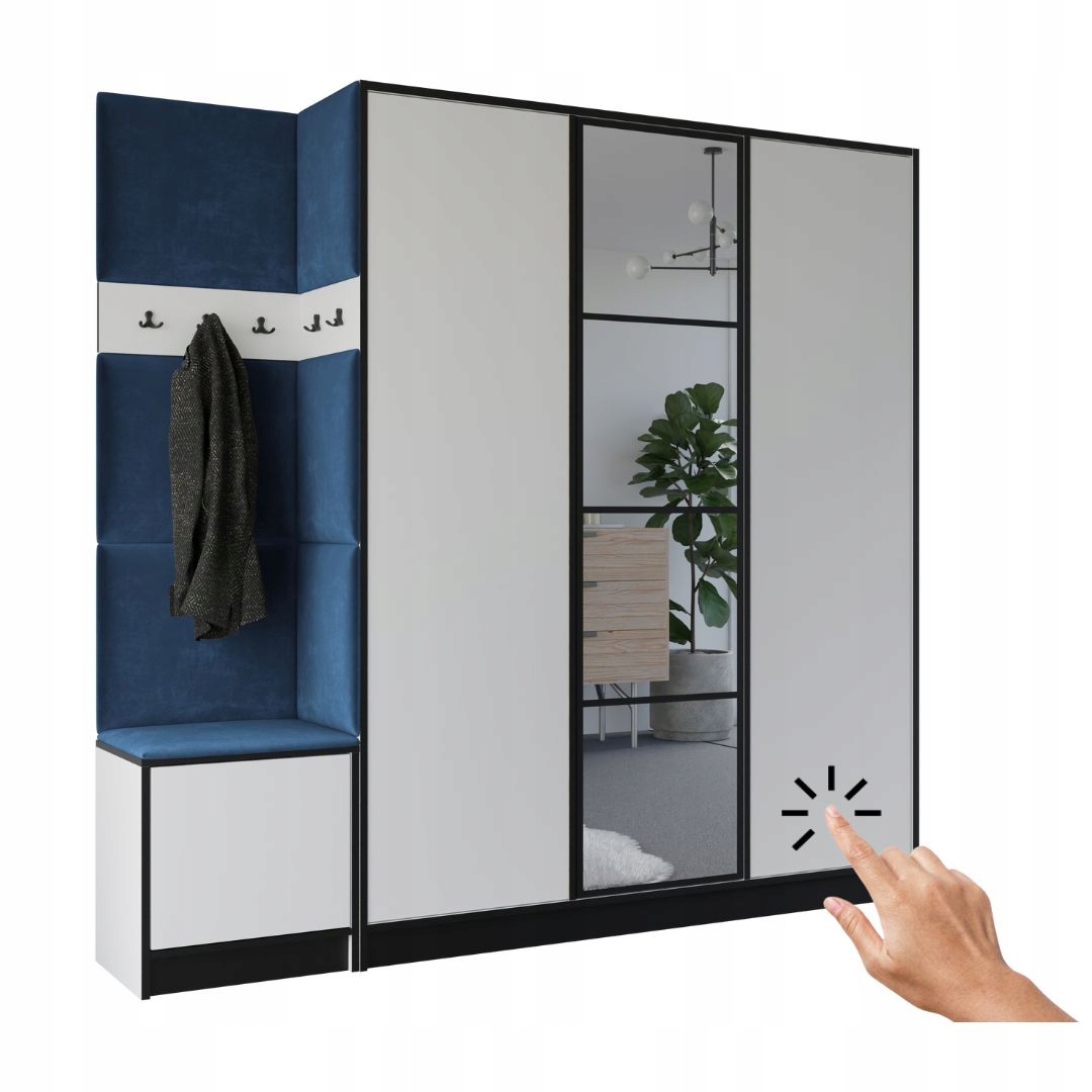 Šatní skříň Costa 14 bílá modrá tkanina Vzor 1