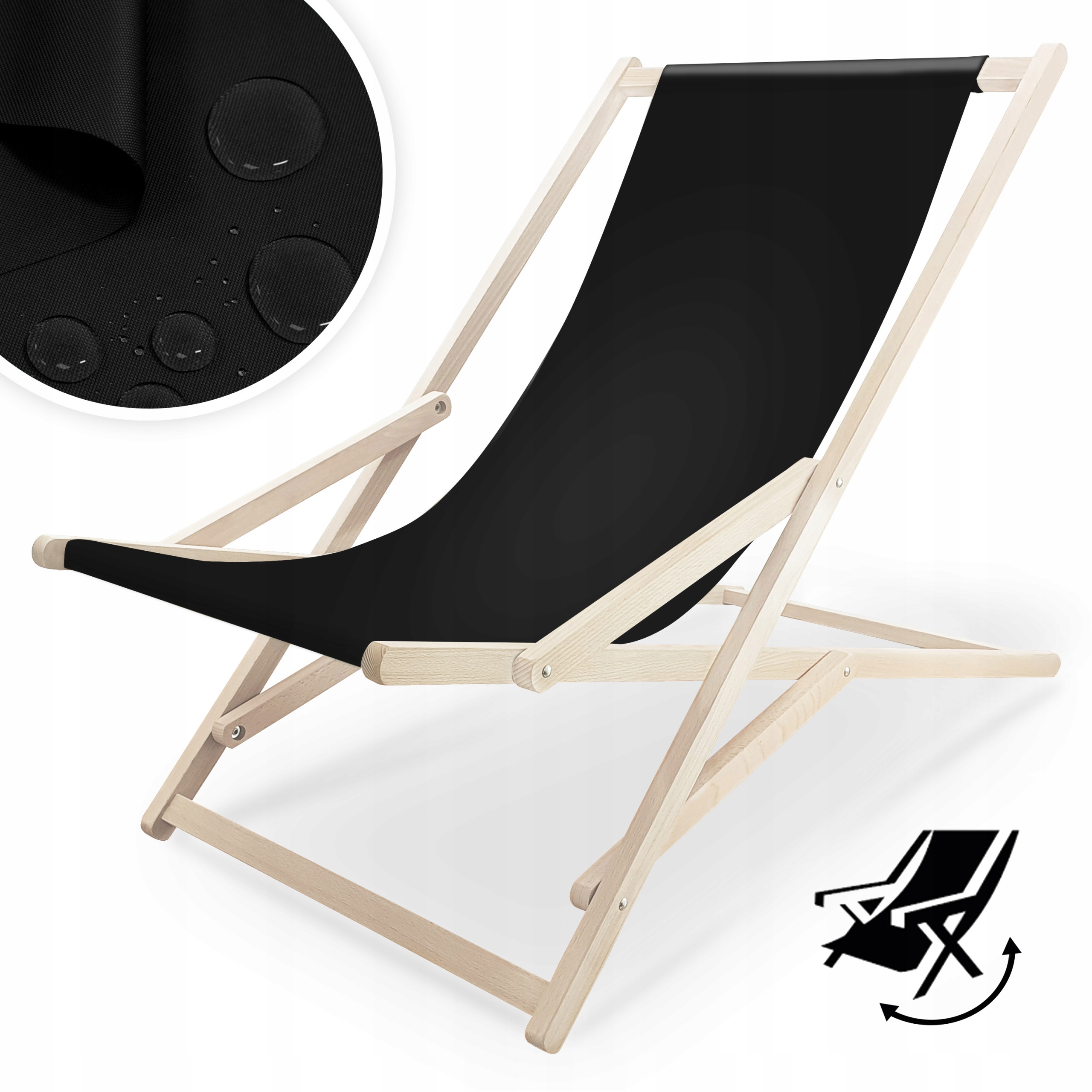 

Leżak drewniany XXL Prestige bujany Szeroki czarny