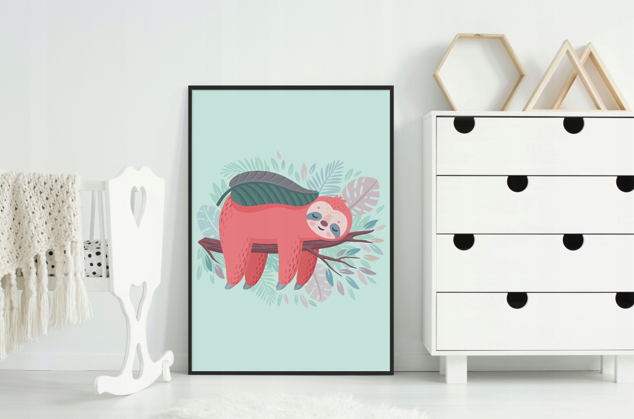 OBRAZ PLAKAT W RAMIE 33x43 cm Leniwiec PD284 Płeć chłopcy