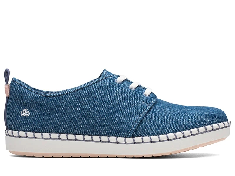 Clarks Dámské polobotky Step Glow Lace velikost 35,5 Modrá tkanina