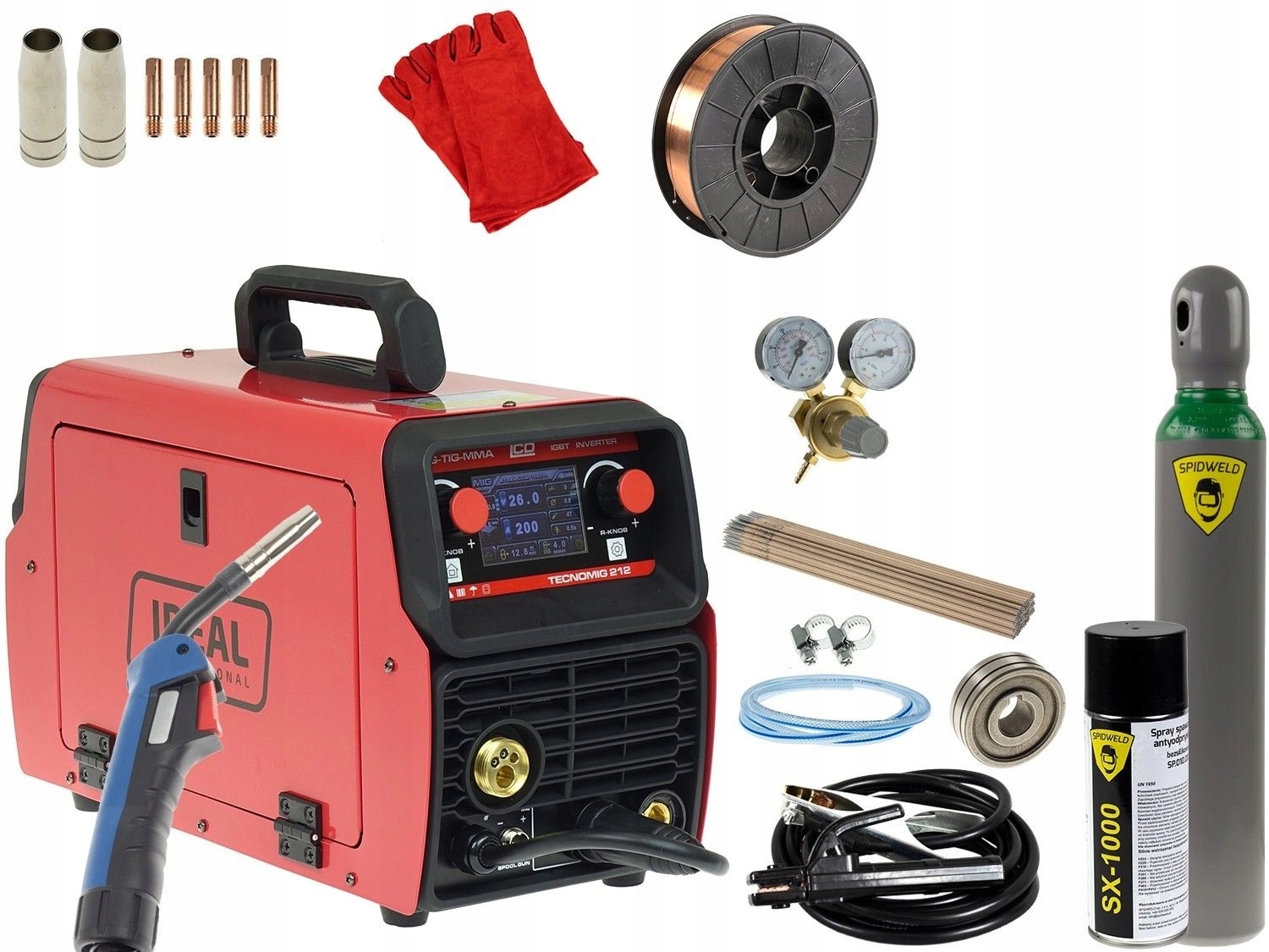 Spawarka inwertorowa migomat Mig Mag Synergia Mma Tig Lift 200A Zestaw
