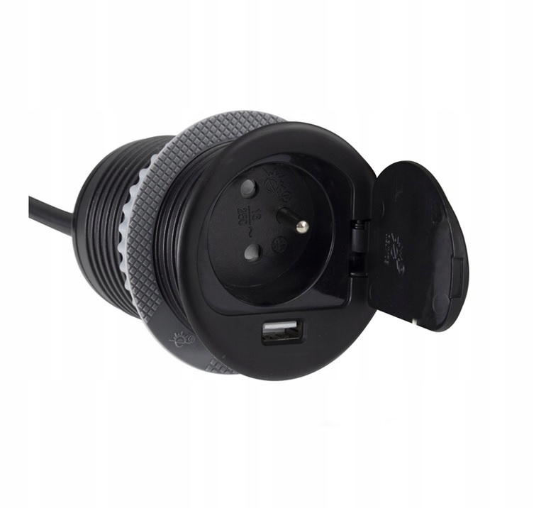 Zásuvka, elektrická lišta, Single Box Usb stolní Černá