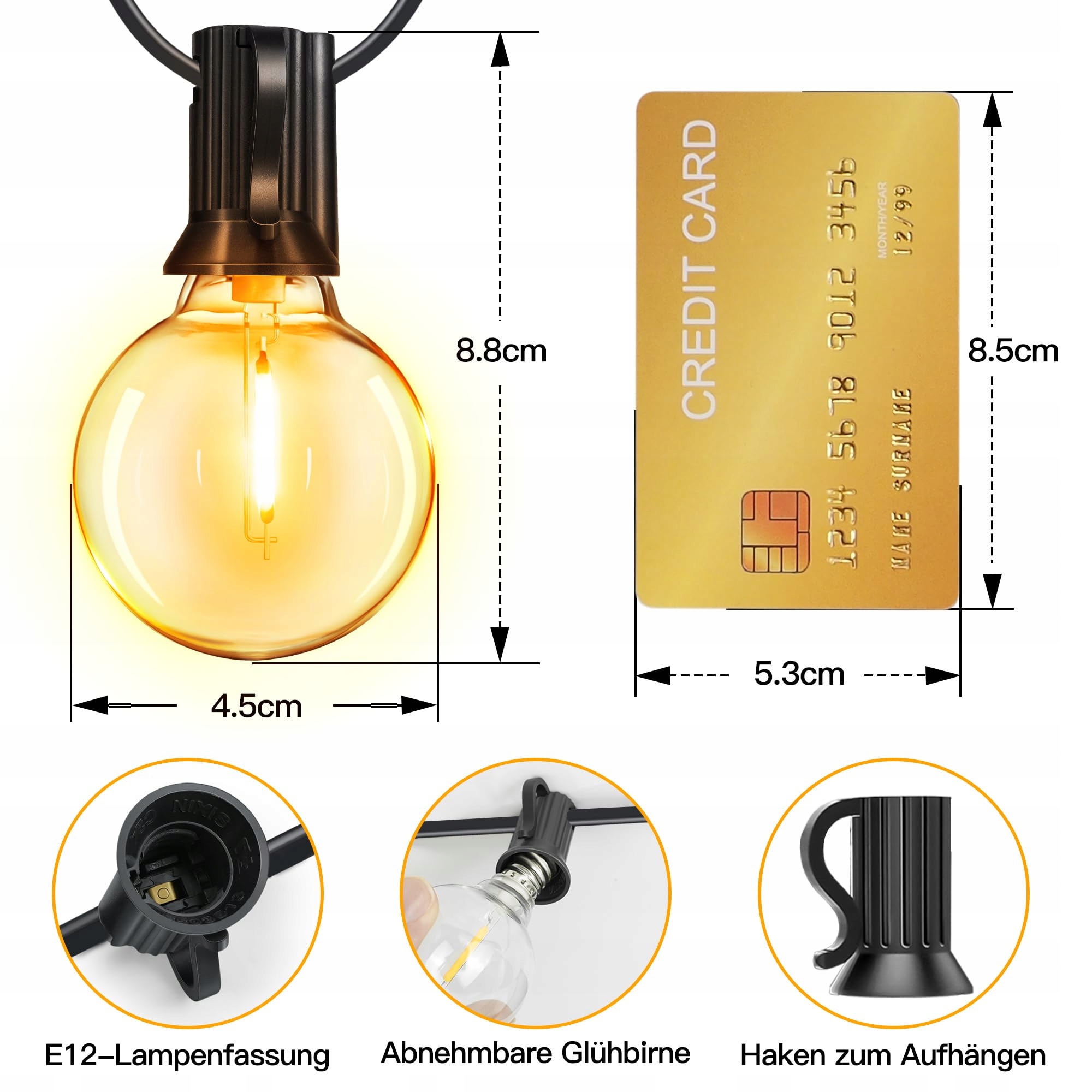 OLLNY Lampki Zewnętrzne Girlanda 15M LED Wodoodporna Do Ogrodu Tarasu — miniatura 6