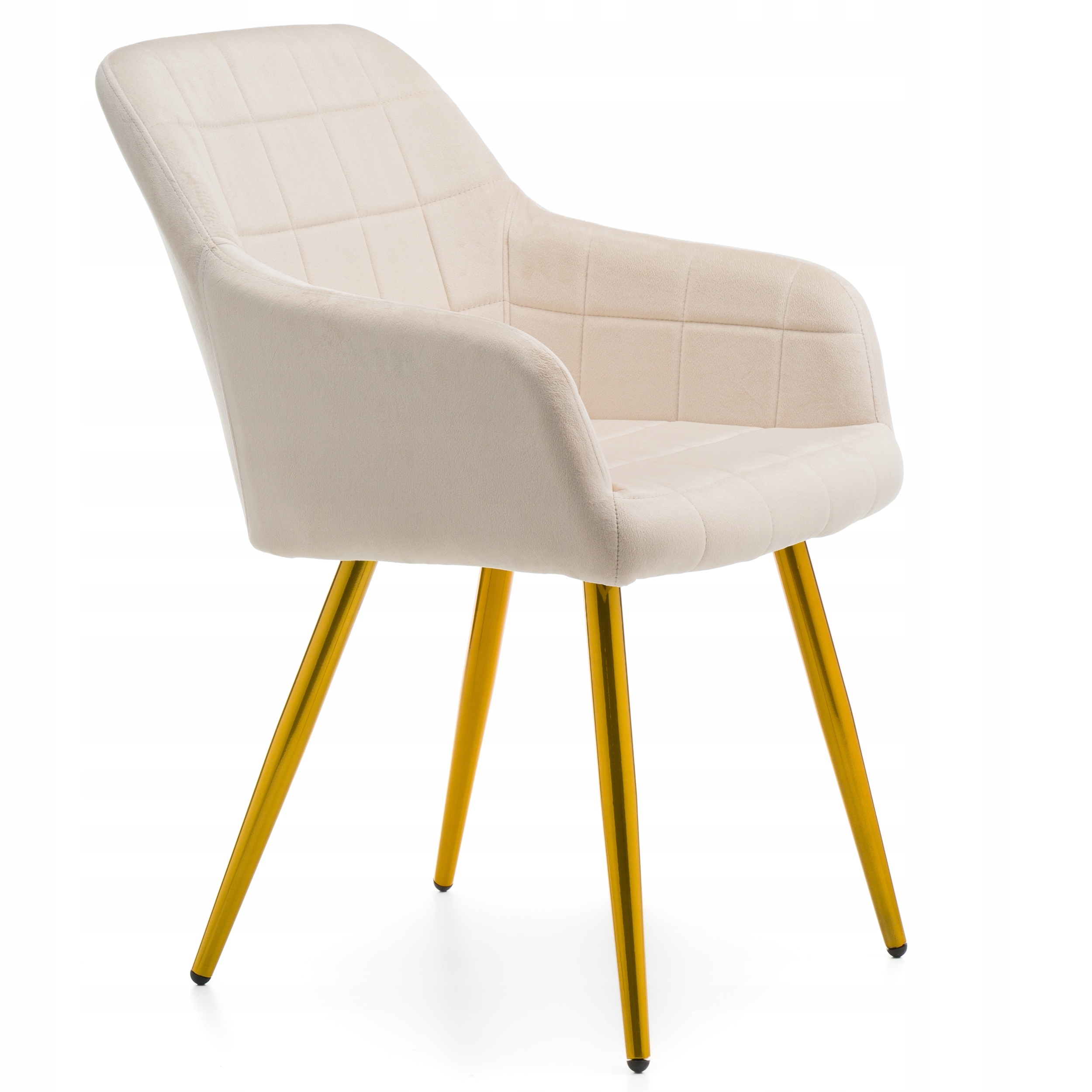 KRZESŁO TAPICEROWANE PIKOWANE WELUROWE DO SALONU JADALNI ZŁOTE NOGI ORTE Głębokość mebla 62 cm