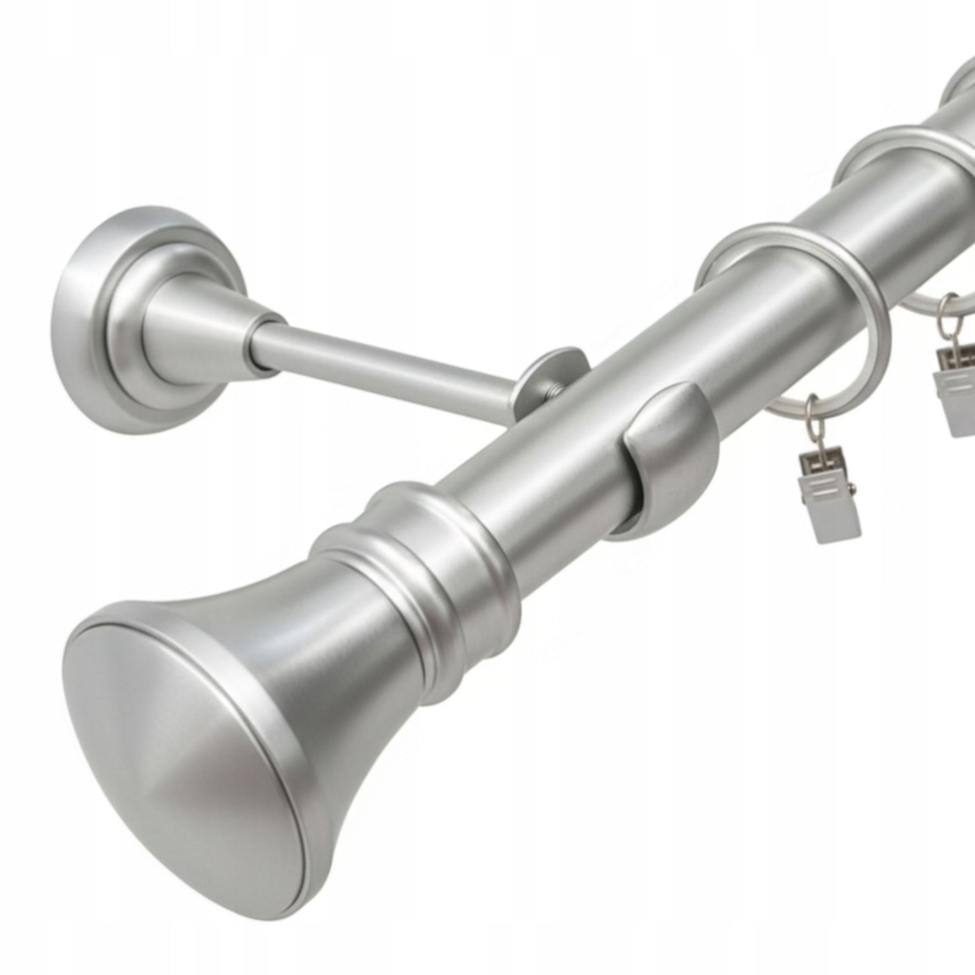 Jednoduchá Garnýž Kovový 25 MM stříbrný Satén 360 CM Monaco Kolečka