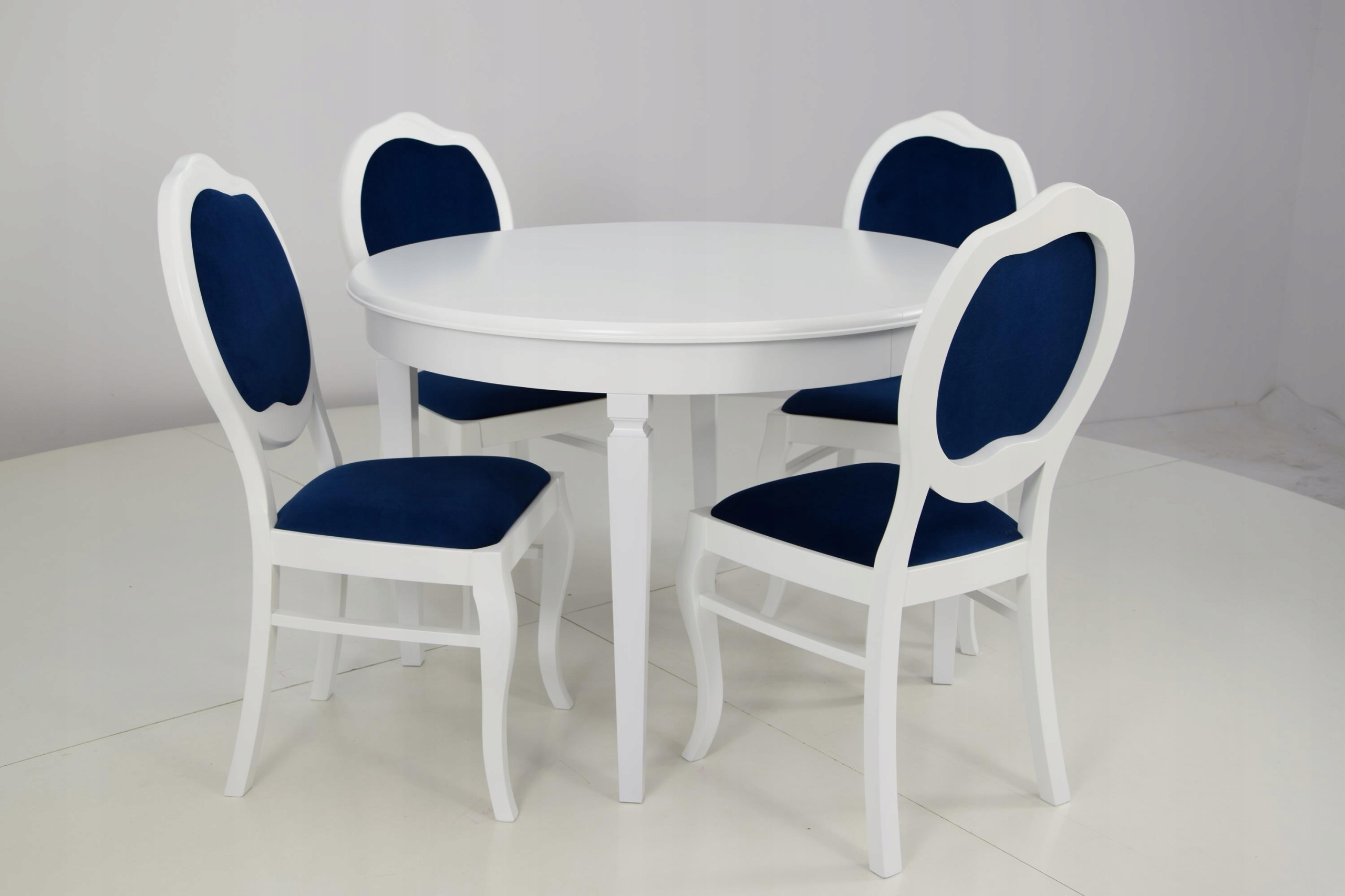 Stół Okrągły Biały Rozkładany Drewno Buk ⌀110cm Maksymalna długość rozłożonego stołu 210 cm