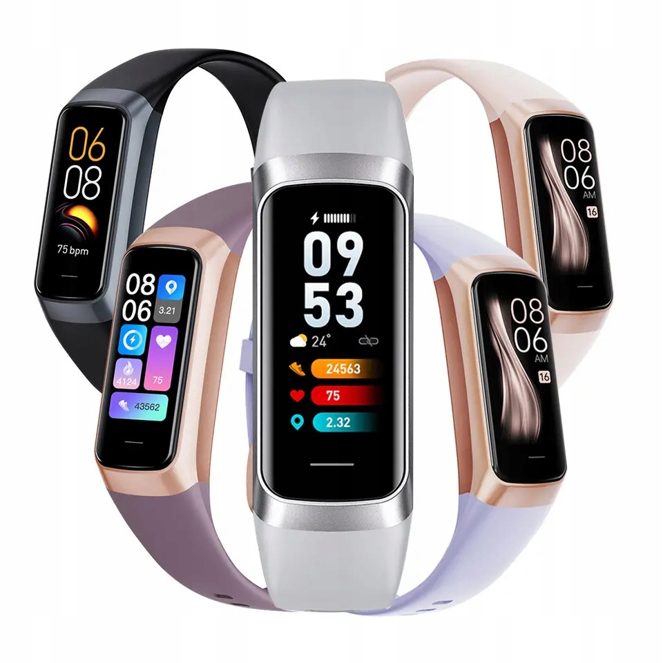 SMARTWATCH SMARTBAND AMOLED CIŚNIENIE POŁĄCZENIA ROZMOWY SZKŁO MENU POLSKIE Materiał paska guma