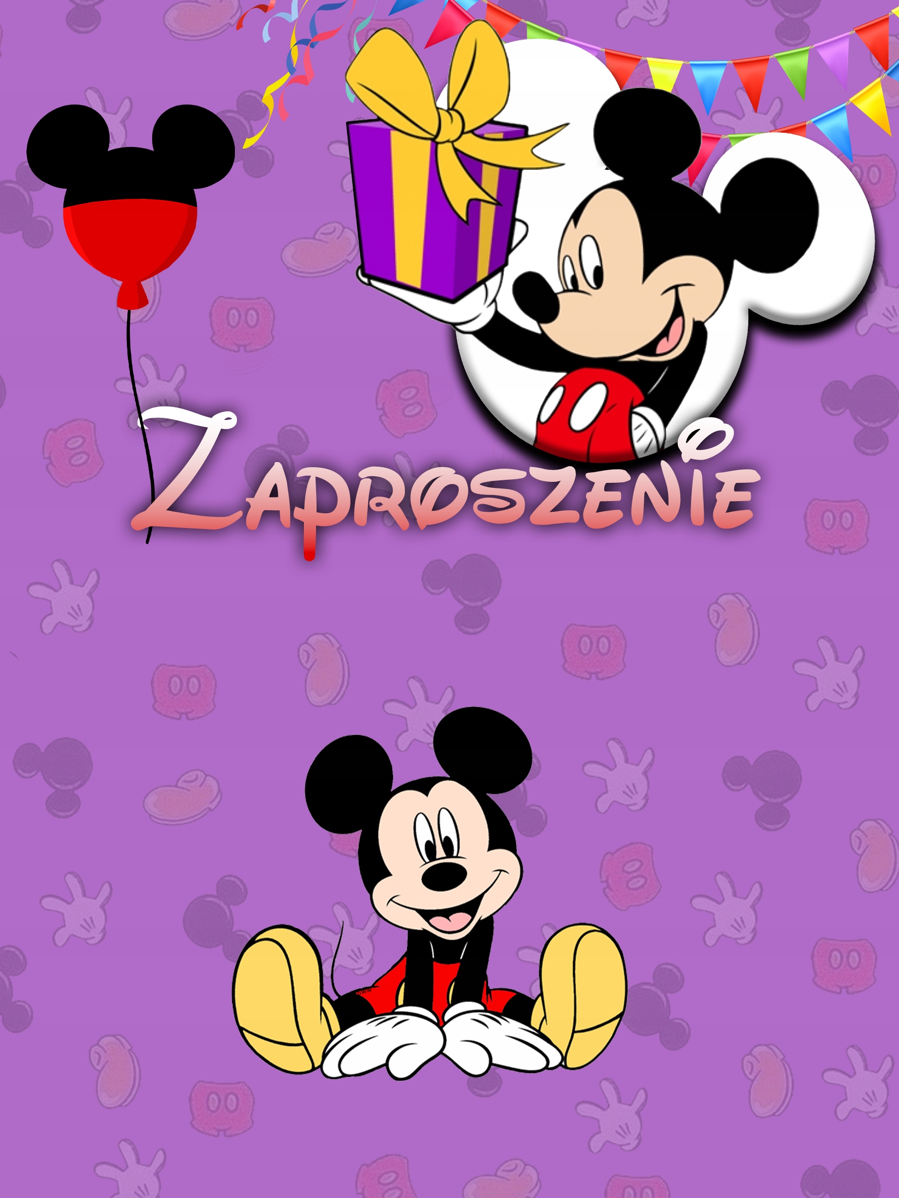 ZAPROSZENIA URODZINOWE MYSZKA MIKI 20x15cm Marka inna