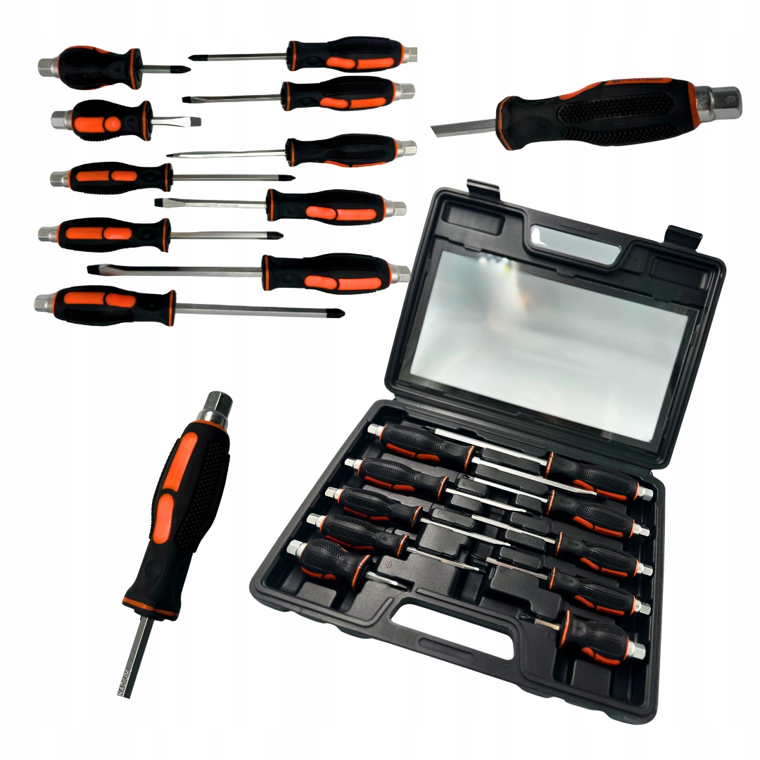 Šroubováky na šlehání, sada 10 kusů, zámečnické pouzdro, šroubováky