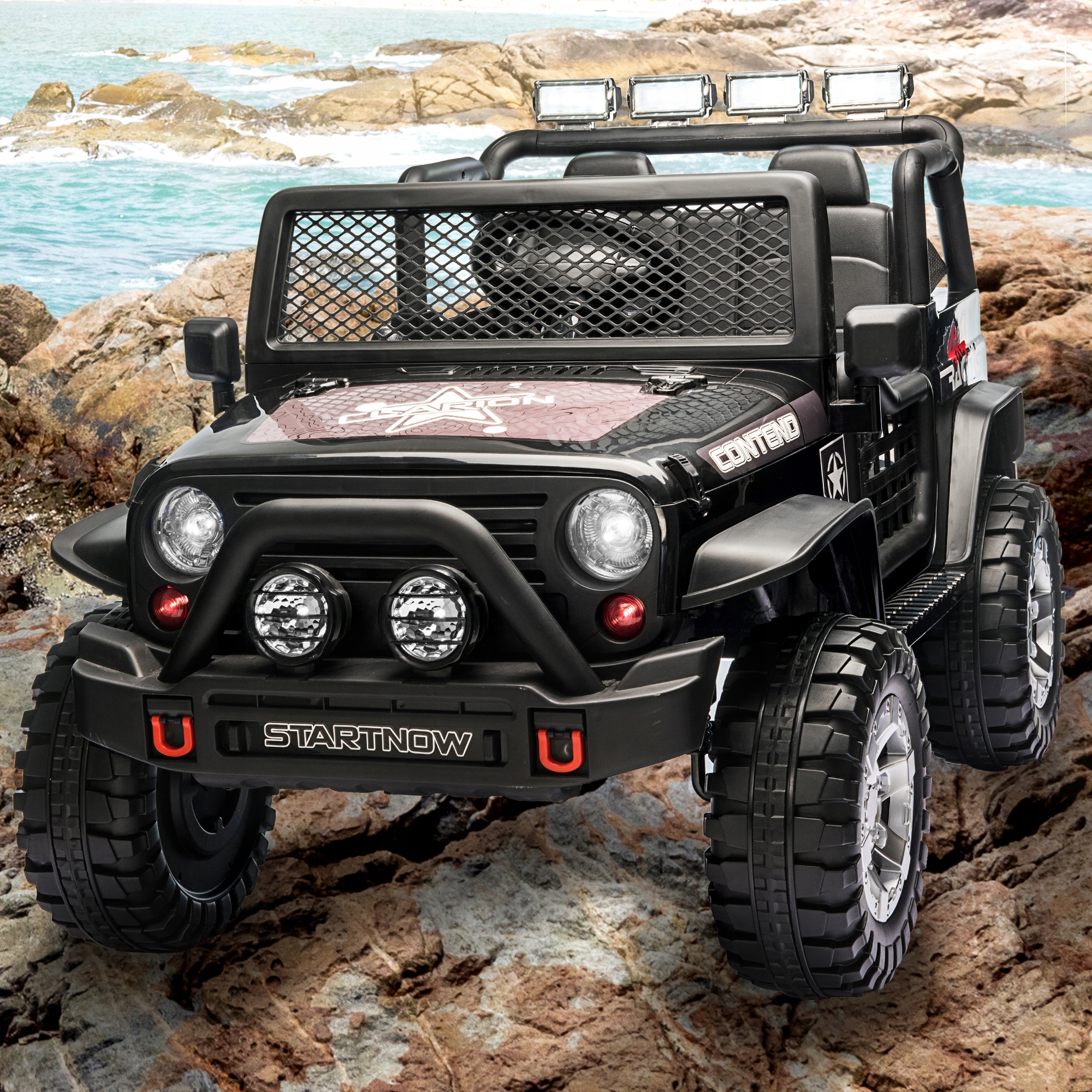 Elektryczny samochód dla dzieci 2.4G pilot 3-biegowe radio FM 2 miejsca Kolor Czarny