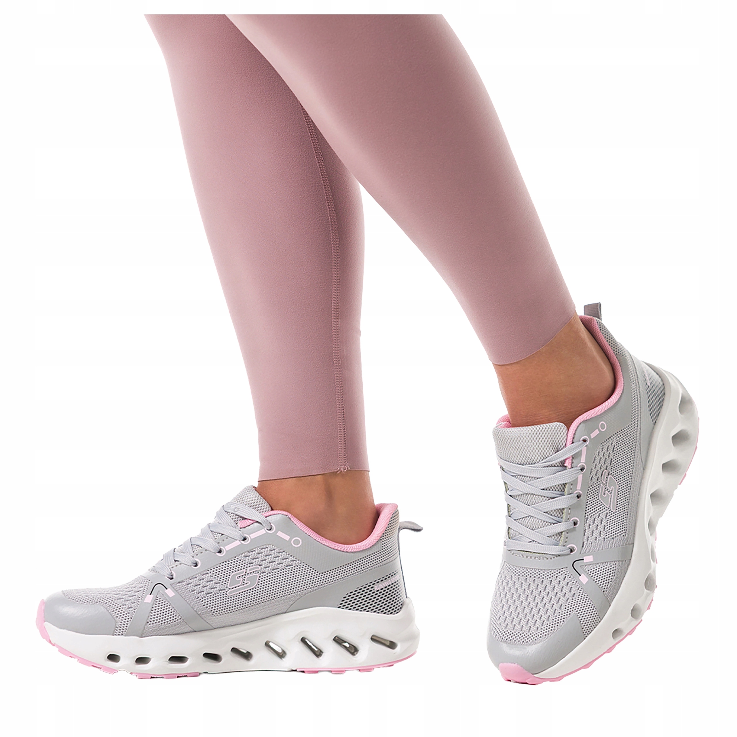Šedé dámské sportovní tenisky na fitness, šněrovací na platformě, velikost 37