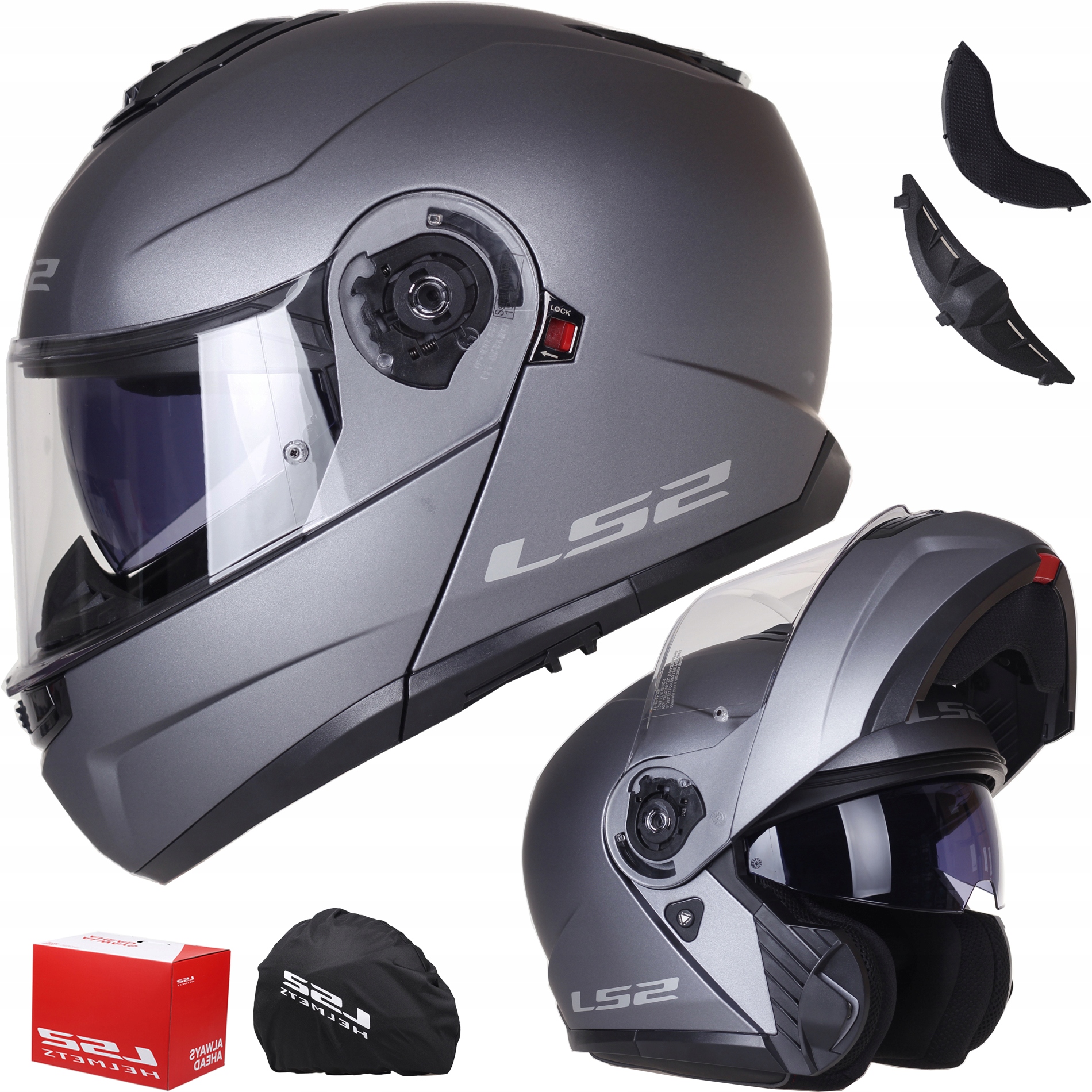 KASK SZCZĘKOWY LS2 FF908 STROBE II SOLID MATT TITANIUM XXL