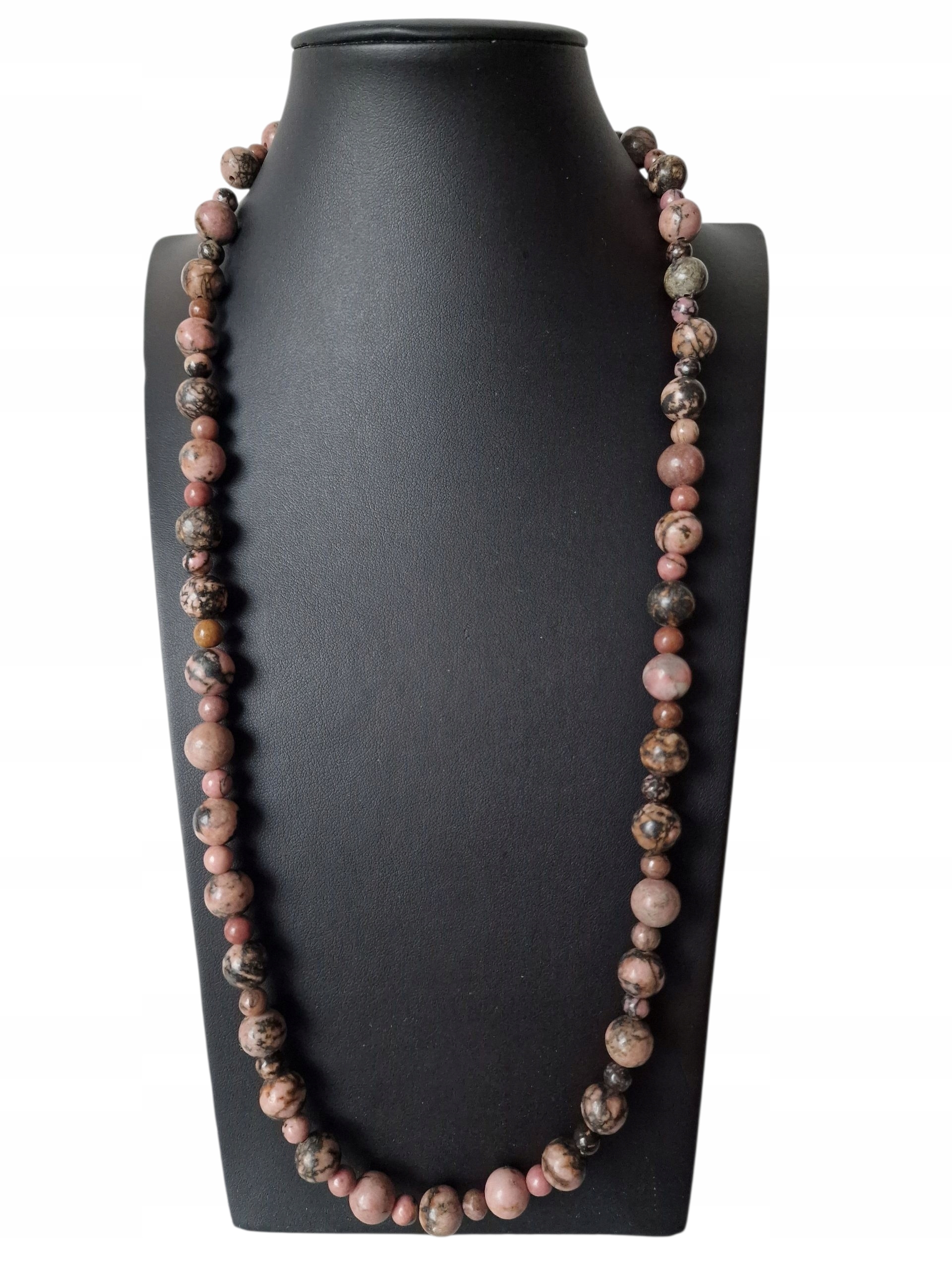 Vintage Přírodní Rodonit Orlit Dlouhý Náhrdelník Kameny Lásky Dobrá Aura