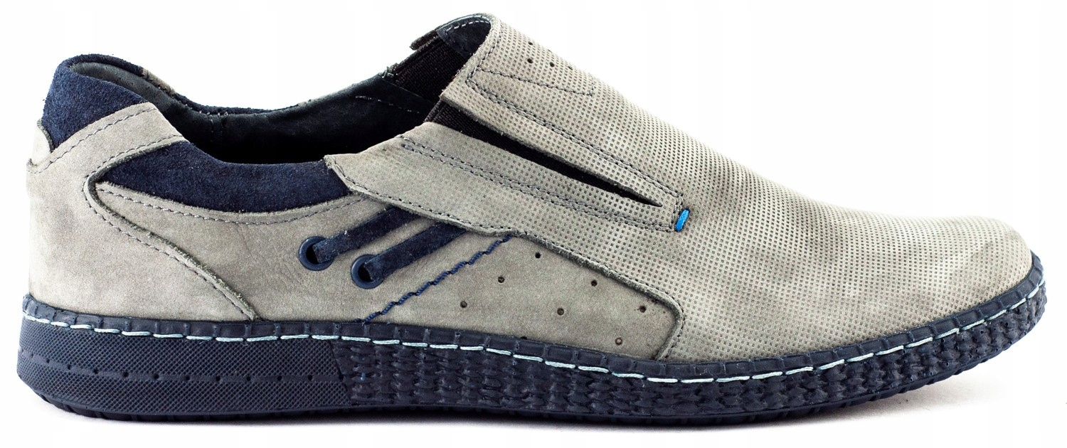 

Buty Męskie Slip On Skóra Polskie 862L Szary 45